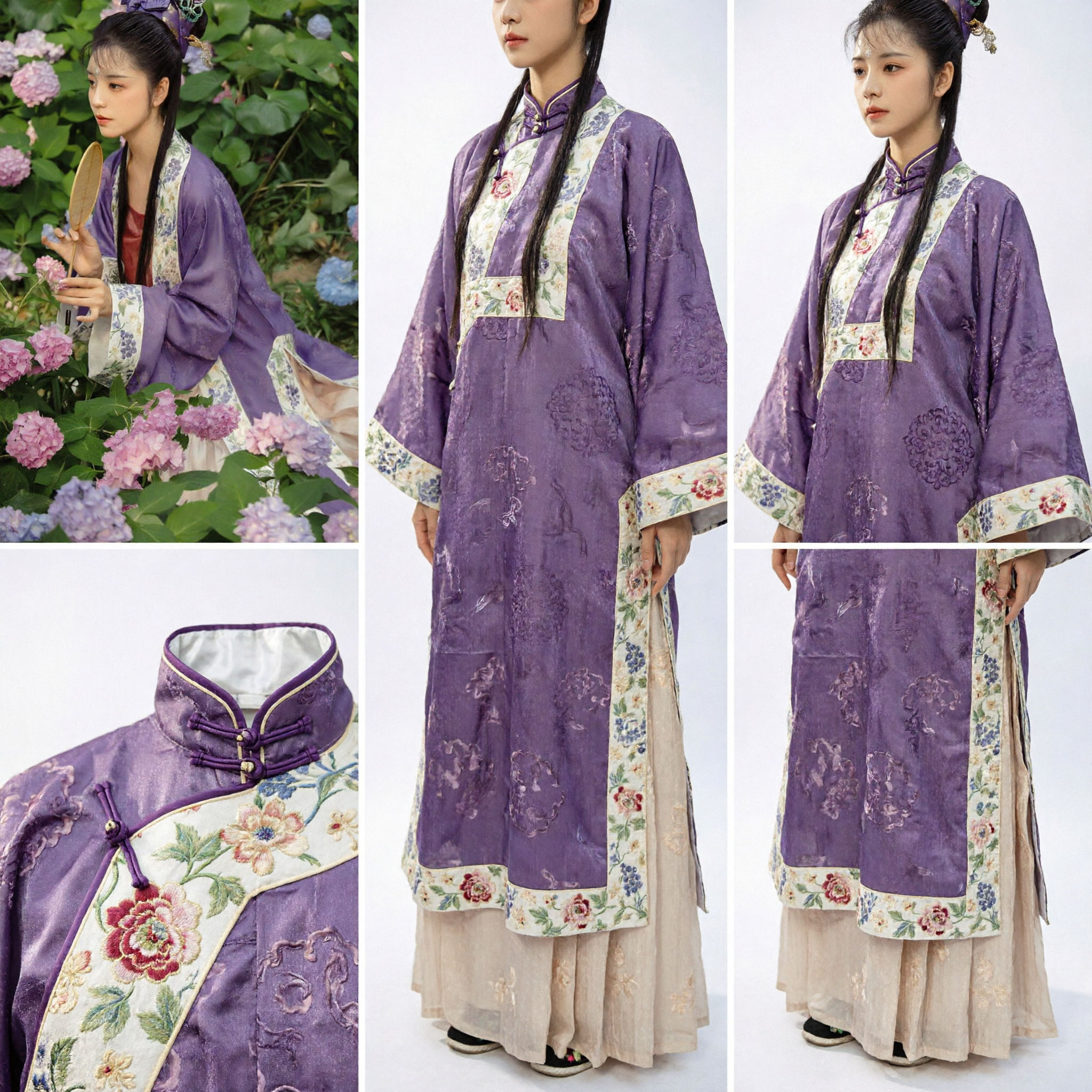 Robe traditionnelle chinoise Hanfu élégante pour femmes, ensemble de robe brodée florale pour l'été et la photographie - Asian Costume
