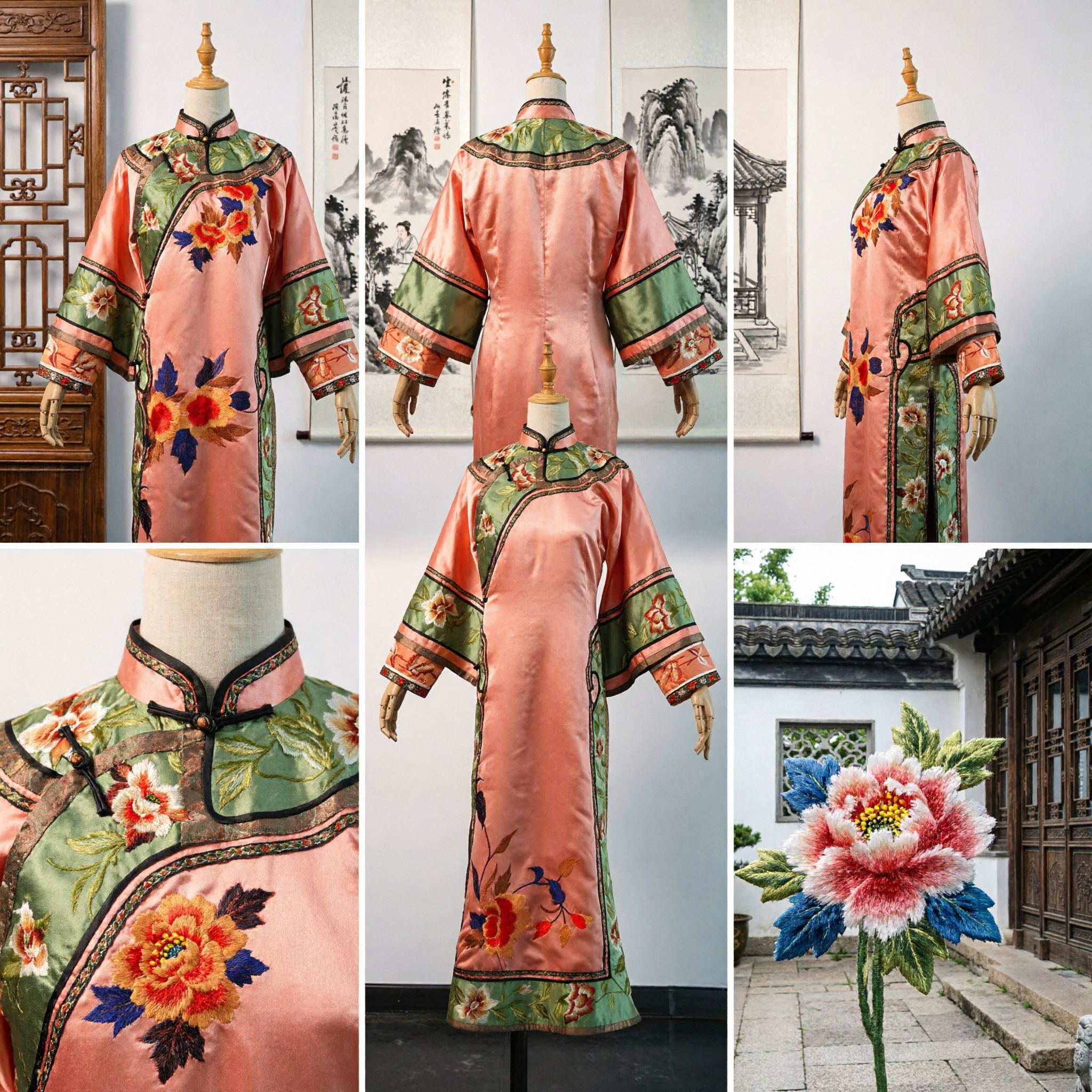 Robe de princesse mandchoue traditionnelle chinoise de la dynastie Qing, costume Qizhuang ancien brodé de fleurs pour femmes - Asian Costume