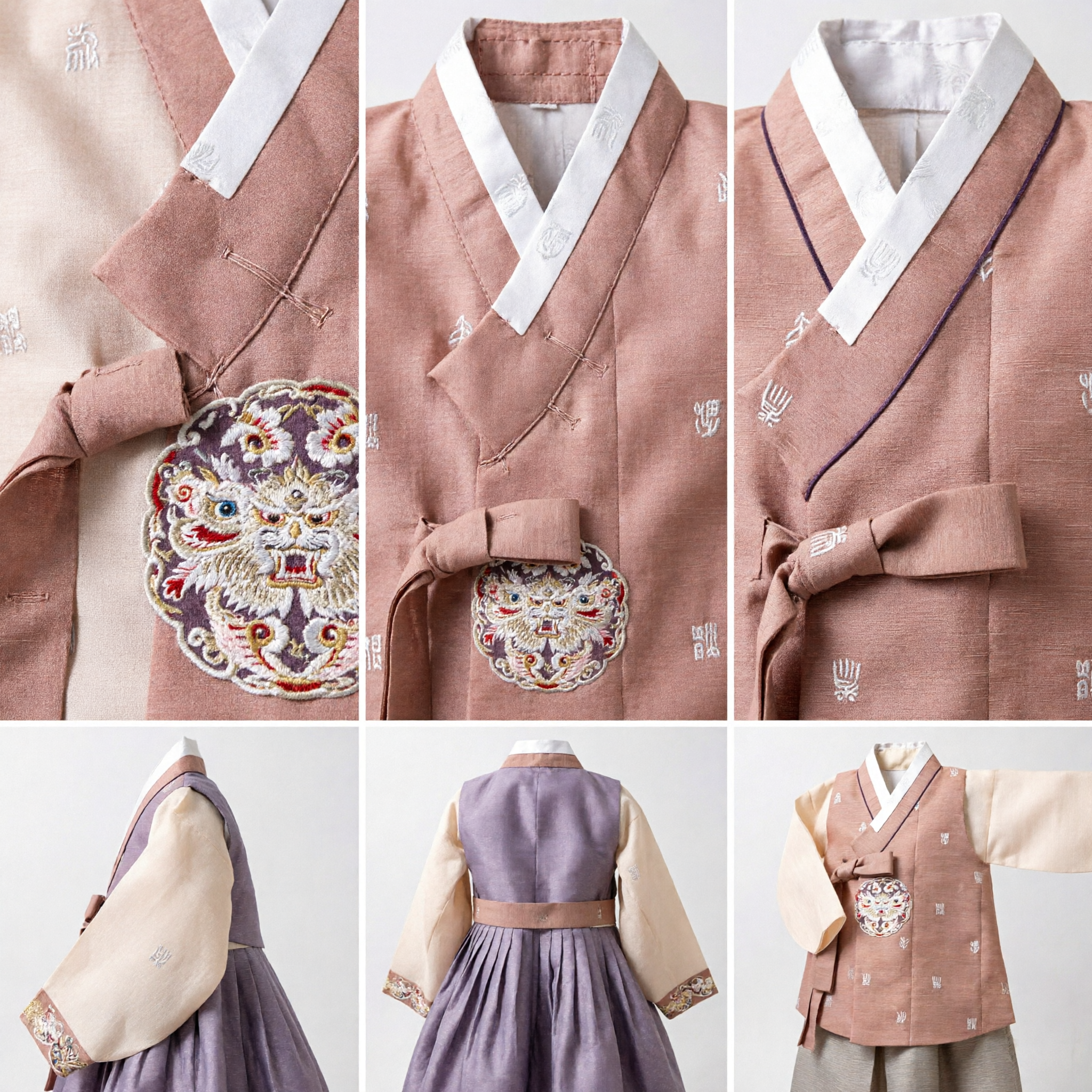 Traditionelles koreanisches Hanbok für Babyjungen, erstes Geburtstags-Doljanchi-Party, braun besticktes Westen-Set - Asian Costume