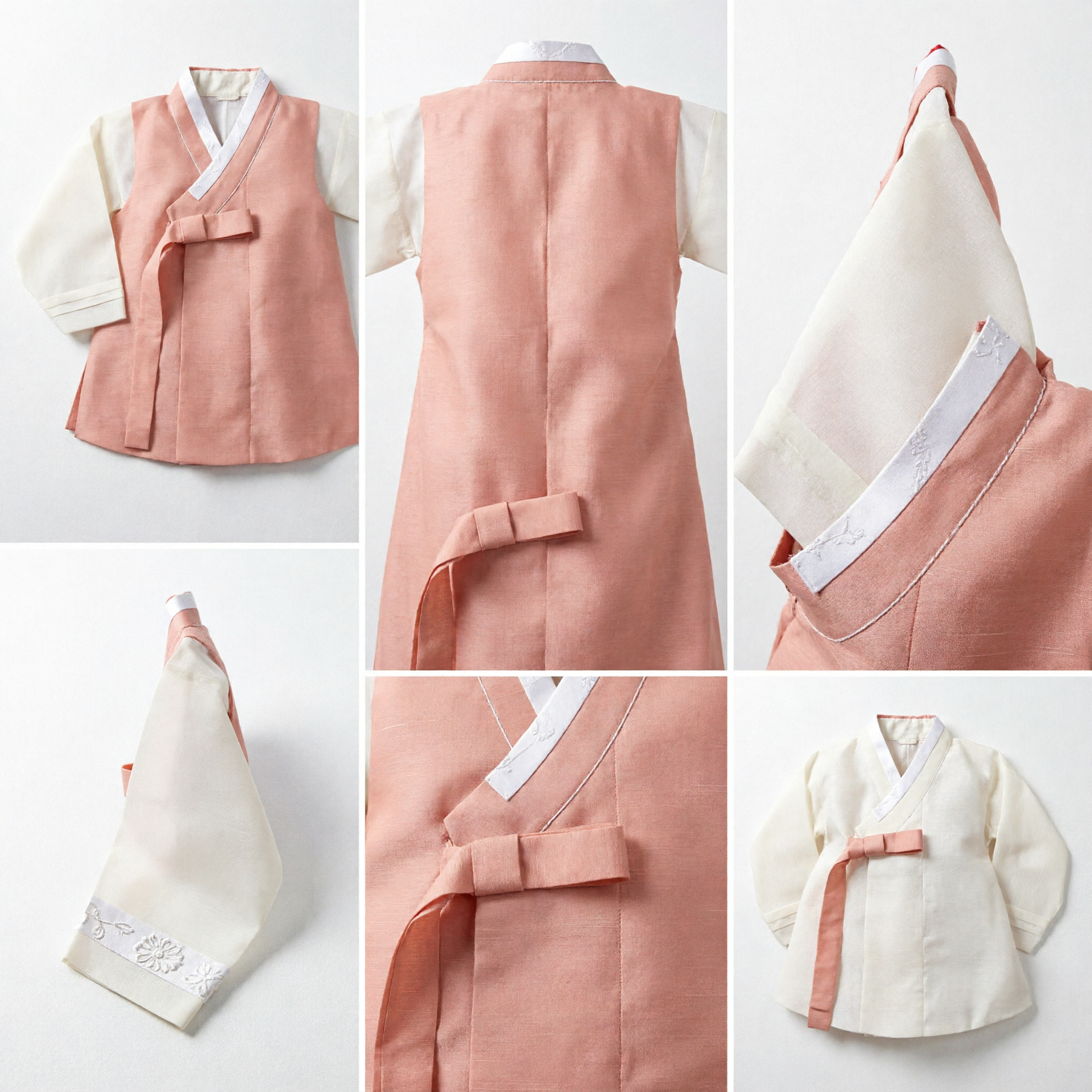 Traditioneel Koreaanse Hanbok Kostuum Perzik Mouwloos Vest en Wit Shirt Etnische Jurk voor Mannen en Vrouwen - Asian Costume