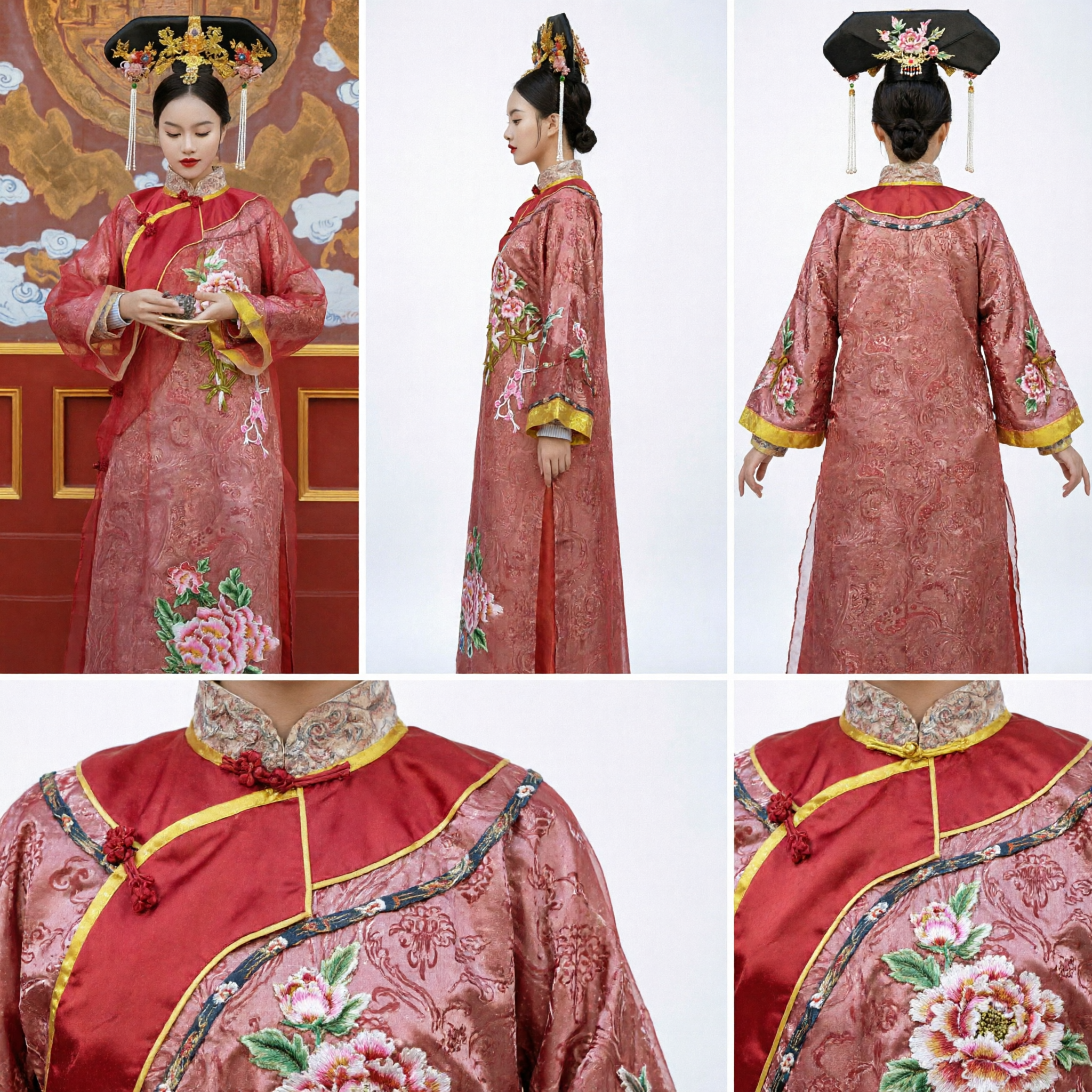 Traje de Emperatriz de la Dinastía Qing Tradicional China, Túnica Roja Bordada, Vestido de Princesa Antiguo para Mujeres, Hanfu de Boda Histórica - Asian Costume