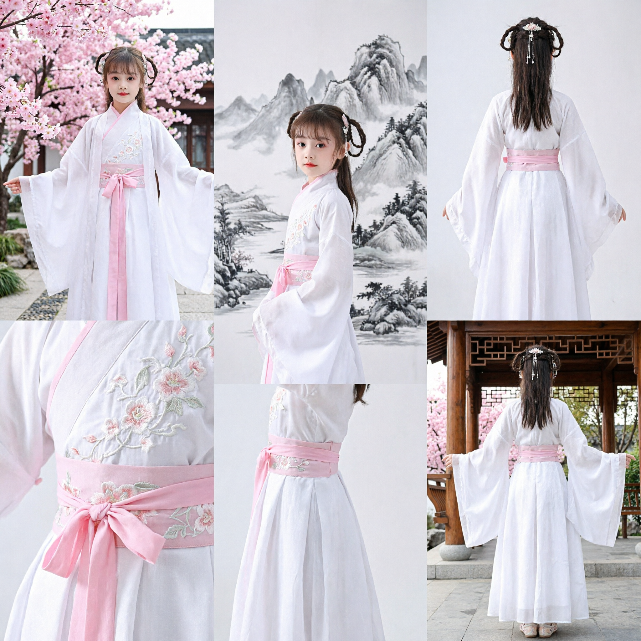 Meisjes Traditionele Chinese Hanfu Witte Oude Fee Jurk Kinderen Culturele Fotografie Kostuum Kleding - Asian Costume