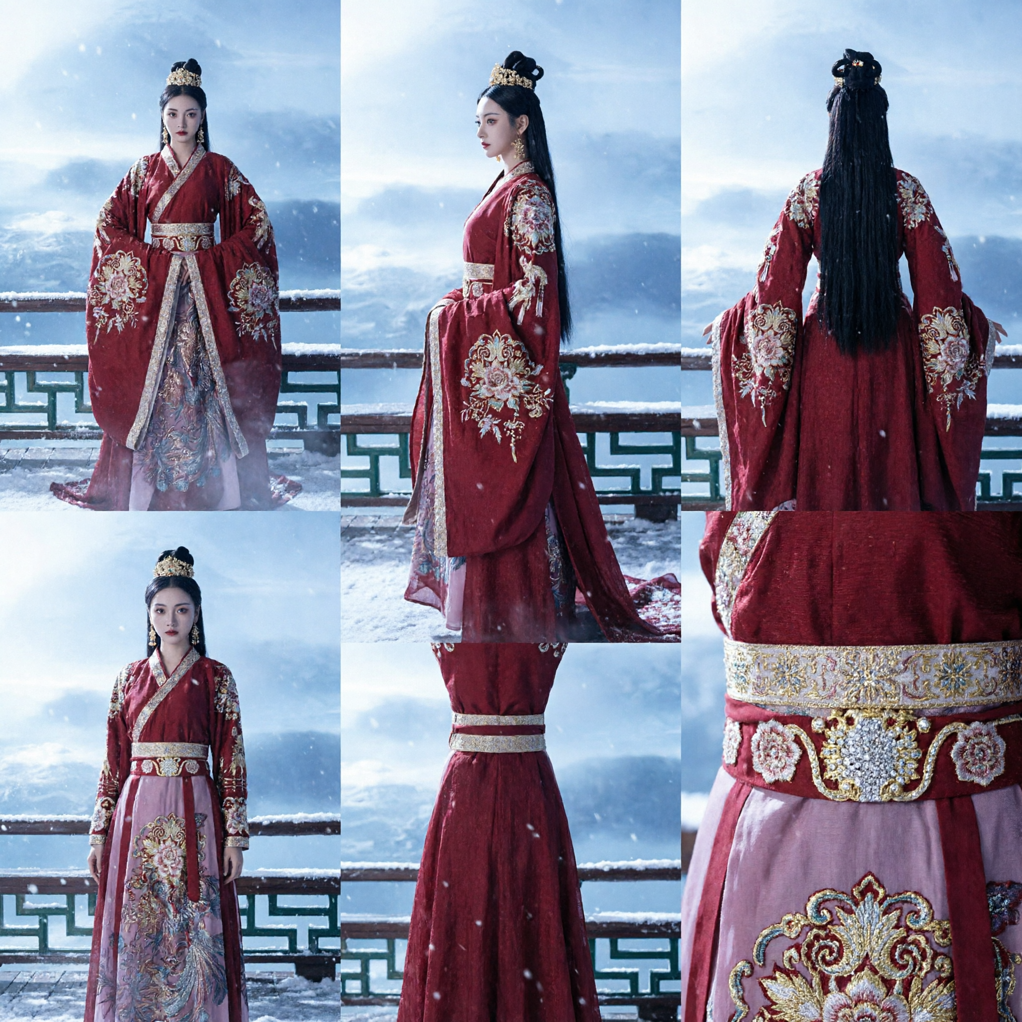 Tradycyjny Chiński Strój Hanfu, Czerwona Haftowana Starożytna Suknia Dworu, Kostium na Dramat Historyczny i Cosplay - Asian Costume