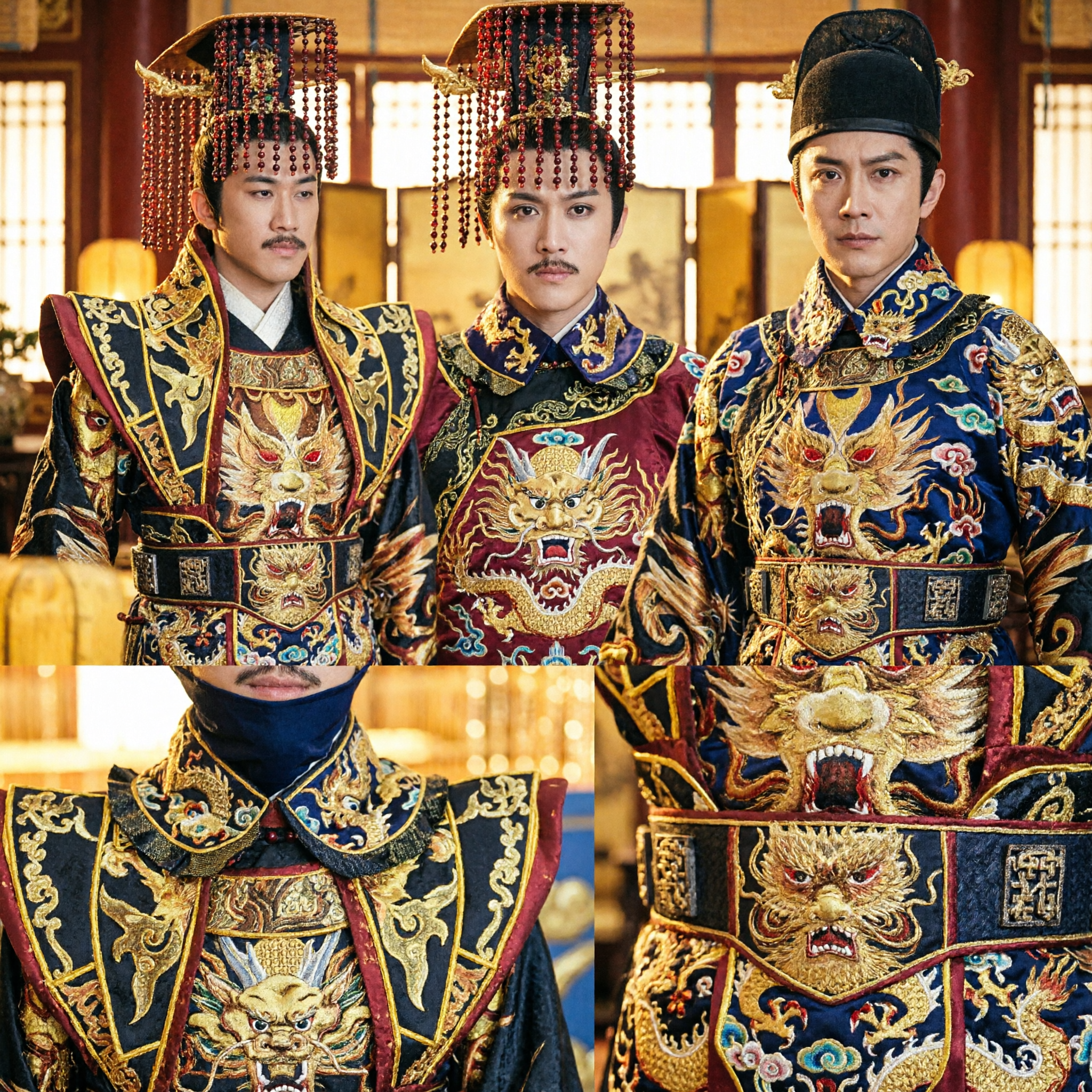 Męski Chiński Strój Cesarza z Dynastii Tang Czarny Złoty Płaszcz ze Smokiem Hanfu na Historyczny Cosplay i Występ - Asian Costume