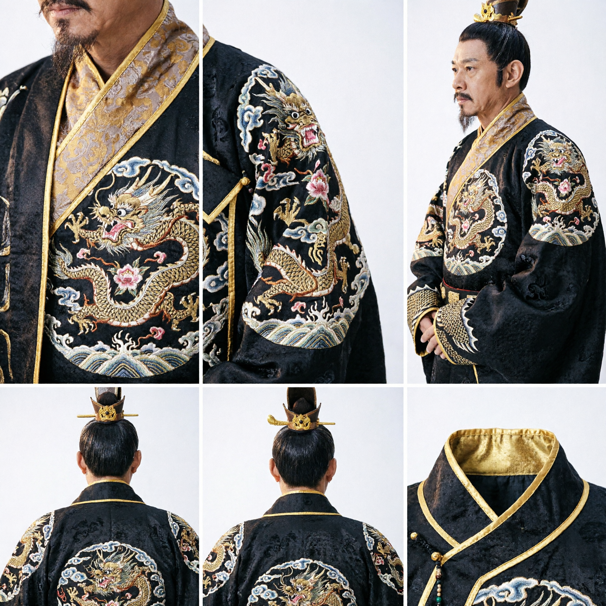 Antikes chinesisches Kaiser Kostüm Schwarz Drachengewand Tang-Dynastie Hanfu für Herren Historisches Cosplay Auftritt - Asian Costume