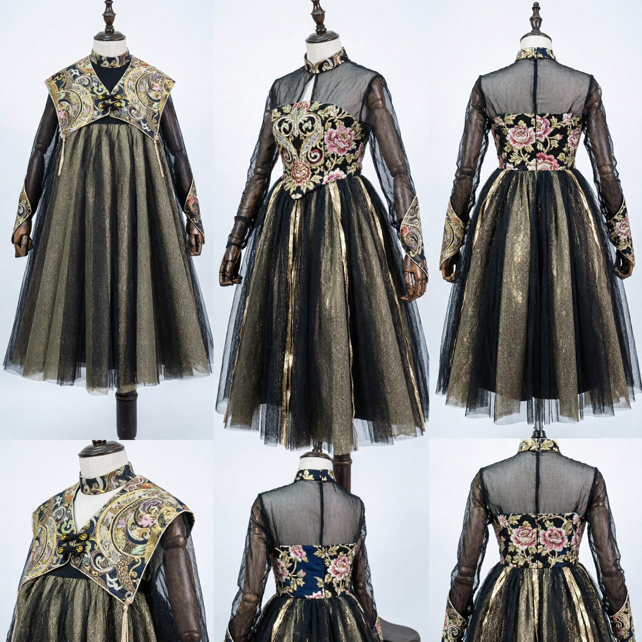 Conjunto de Traje Tradicional Chino Hanfu de la Dinastía Ming con Chaleco con Cuello de Nube Bordado y Falda Plisada para Mujeres - Asian Costume