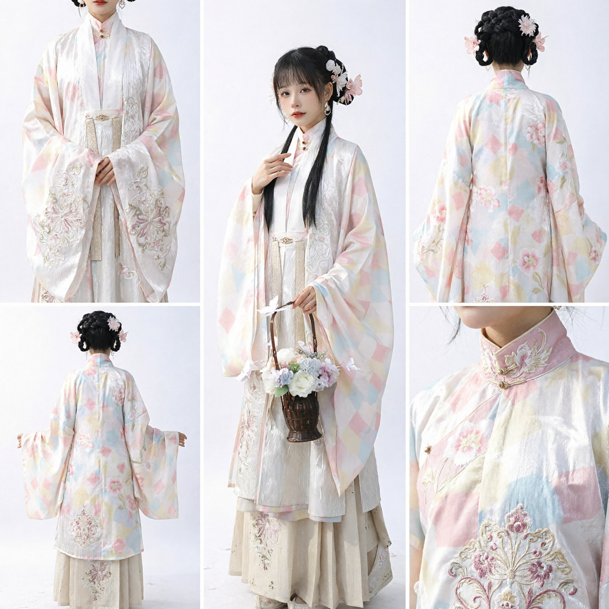 Ensemble de vêtements Hanfu chinois élégant de la dynastie Ming, robe et jupe brodées pour femmes, sortie printanière - Asian Costume