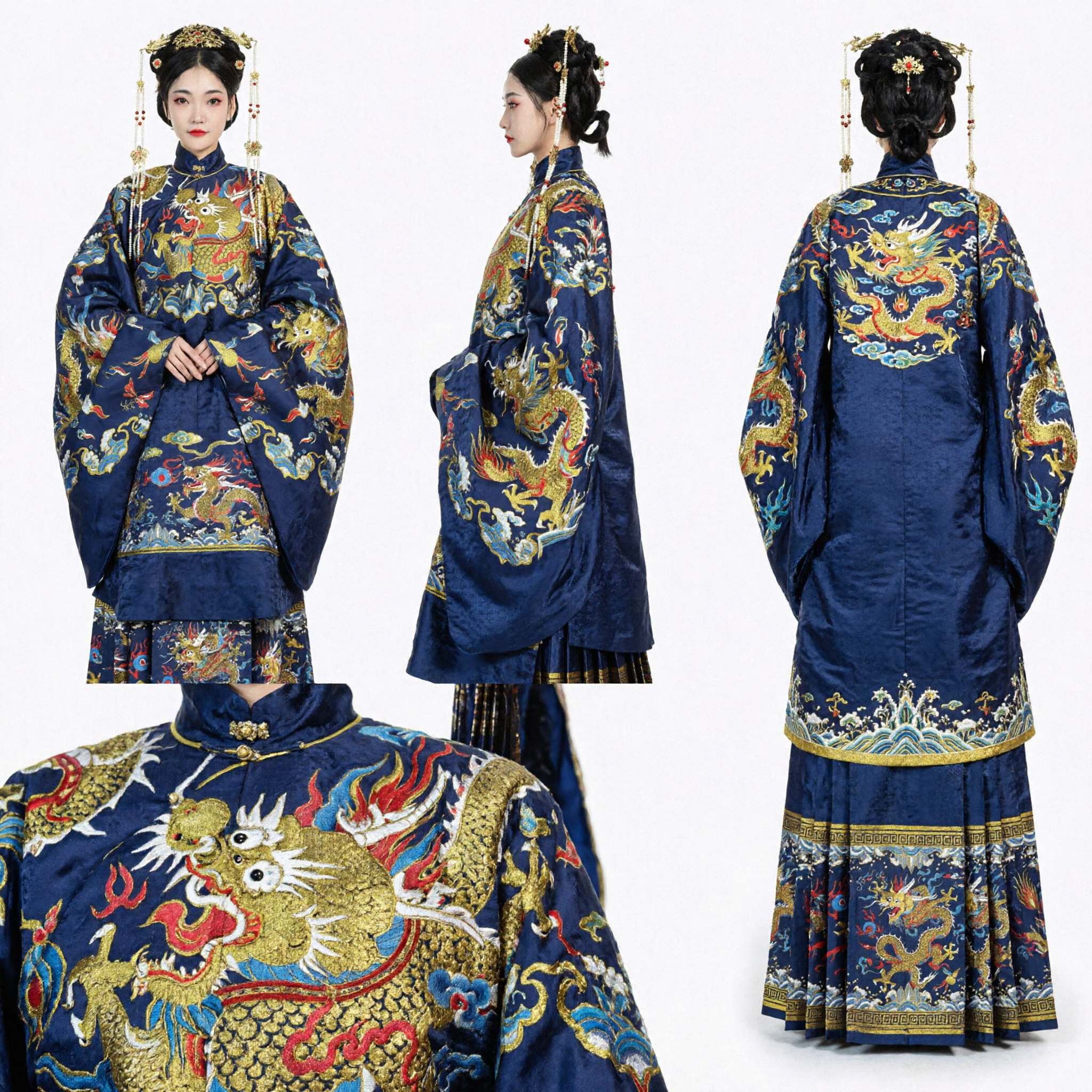 Costume tradizionale cinese della dinastia Qing, veste da imperatrice con drago, antico abito da sposa da dama di palazzo per donne - Asian Costume