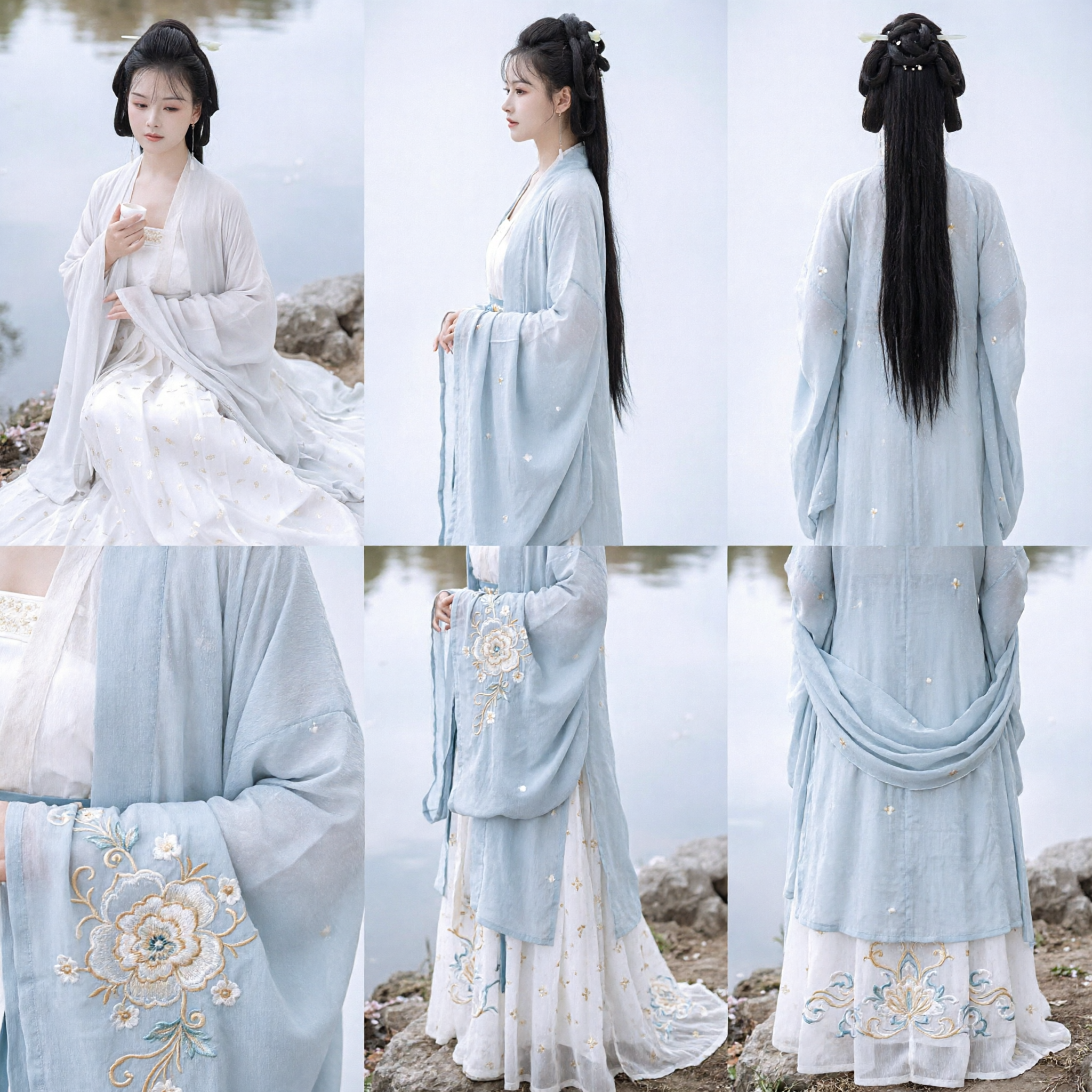 Hanfu in stile Dinastia Song, Abito da Fata Bianco antico, Set completo per Donne - Asian Costume