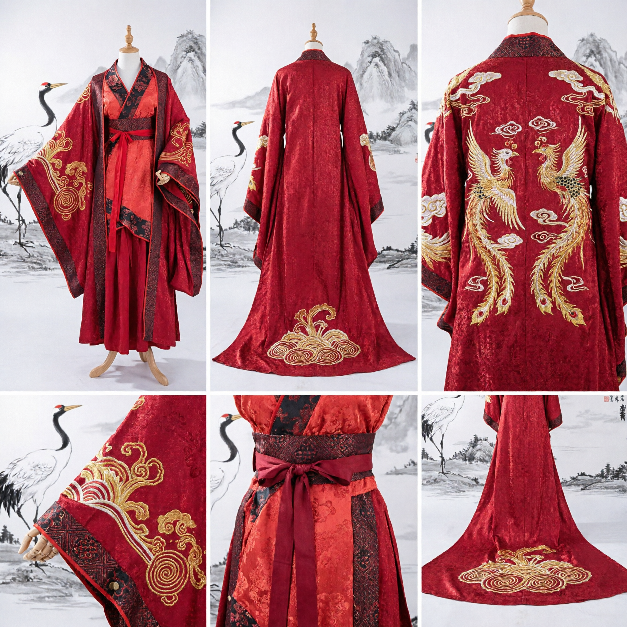 Hanfu Tradizionale Cinese Costume Antico Rosso Veste Ricamata per Donne Abito da Cerimonia Nuziale Cosplay - Asian Costume