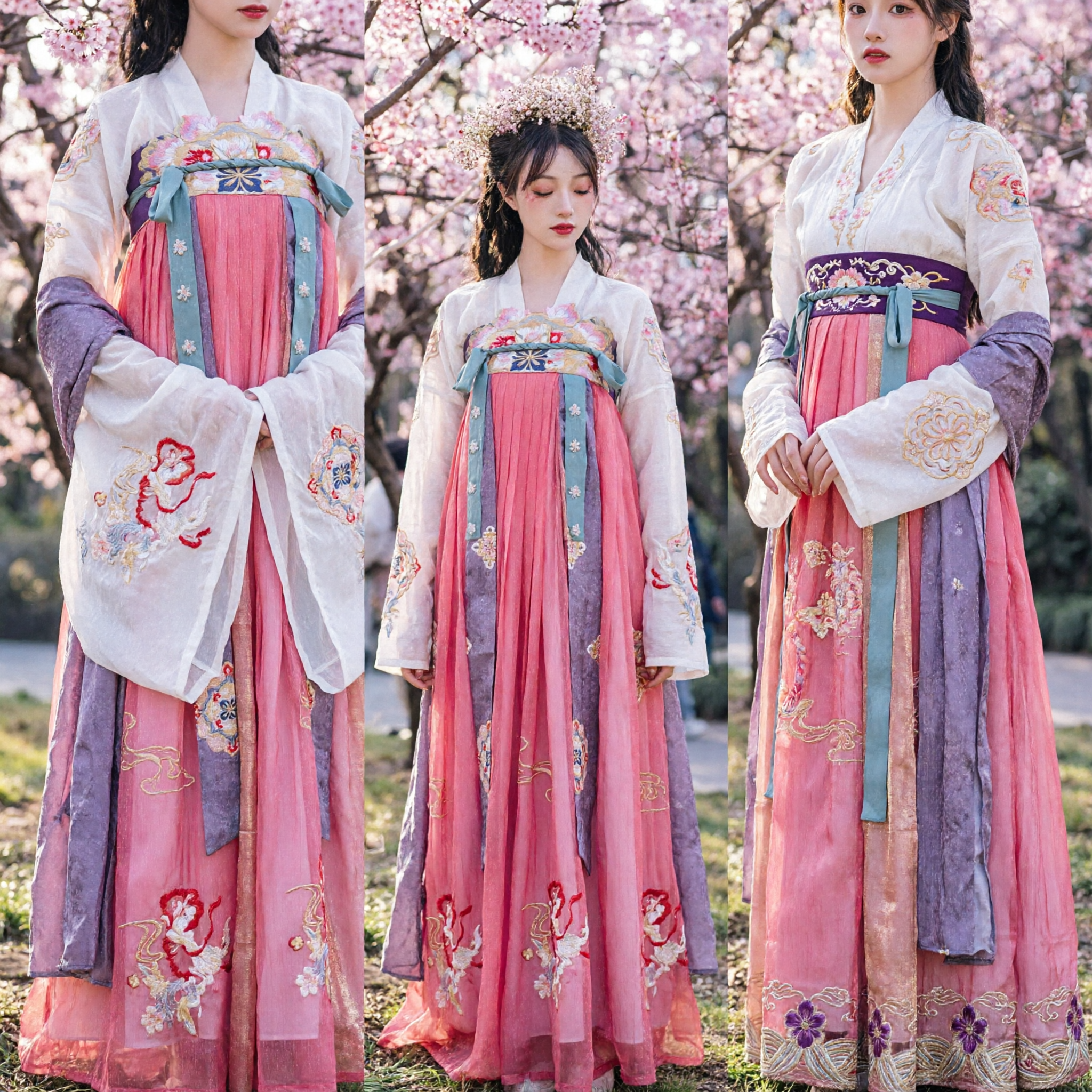 Costume Hanfu traditionnel chinois de la dynastie Tang, Ruqun brodé rose pour femmes, robe ancienne de fée - Asian Costume