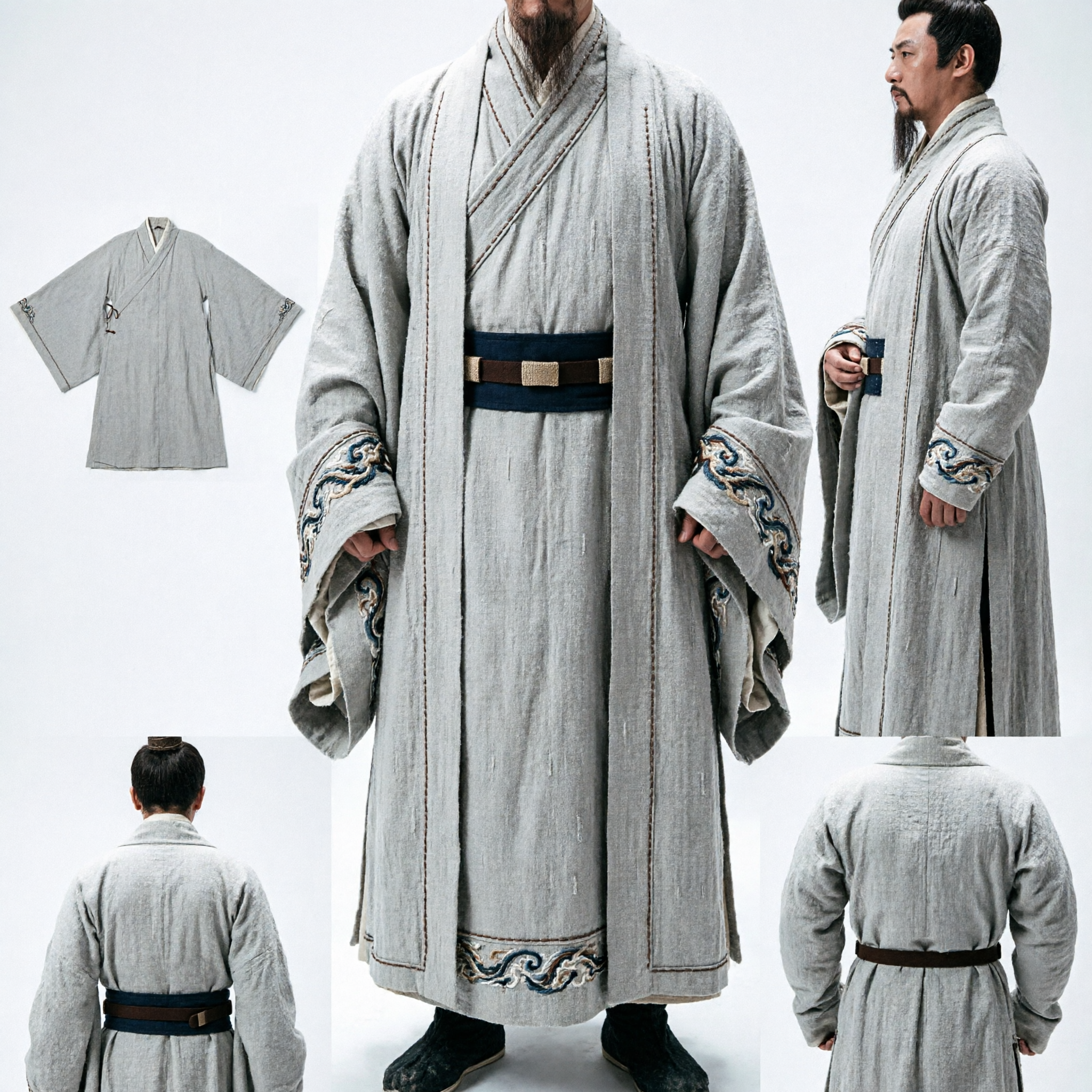 Conjunto de Traje de Cosplay Hanfu Branco e Armadura de General de Zhuge Liang dos Três Reinos Chinês Antigo para Homens - Asian Costume