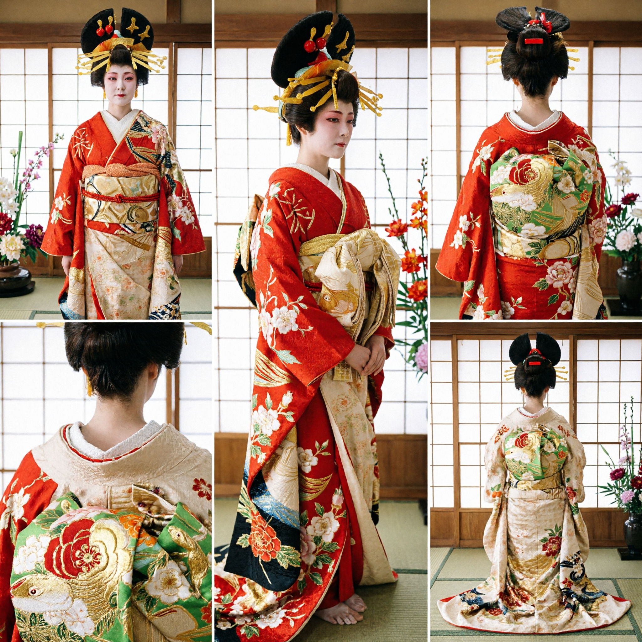Conjunto de Traje de Maiko Geisha Kimono Japonés Tradicional con Peluca para Representación Escénica de Cosplay de Mujeres - Asian Costume