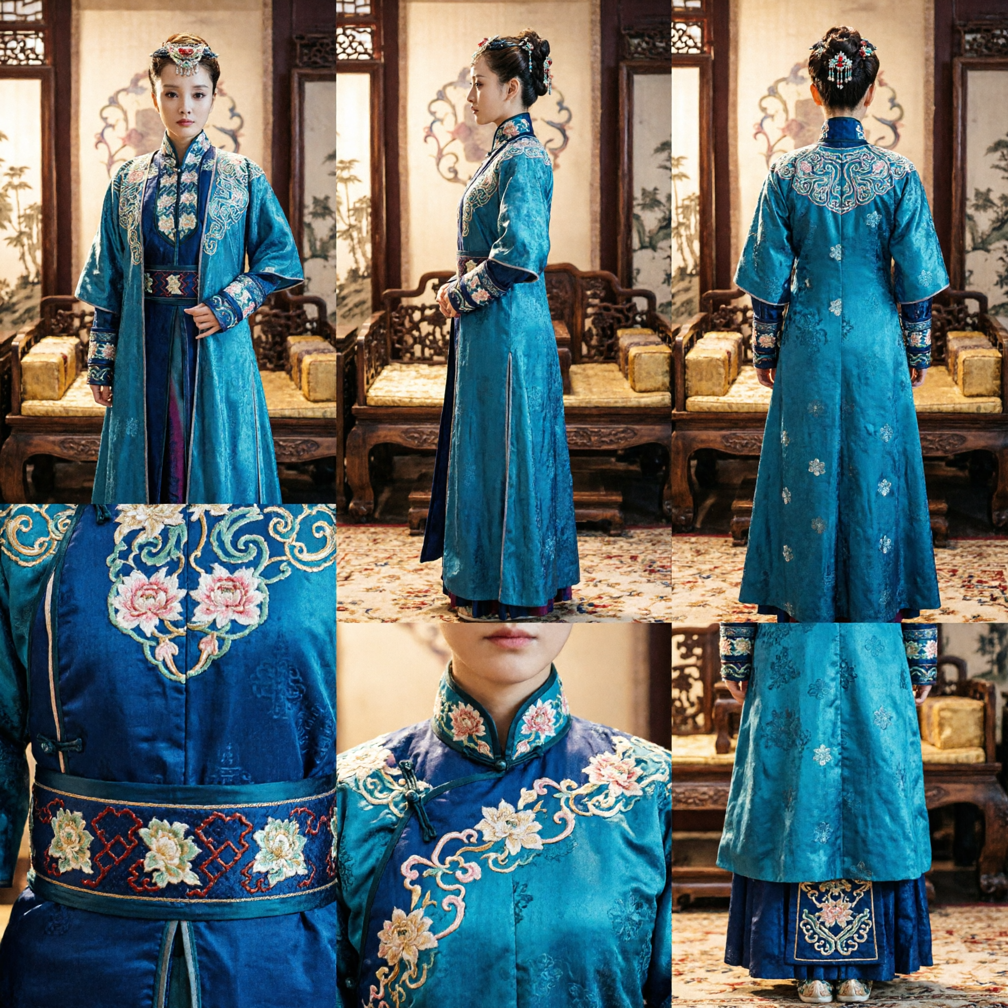 Costume Hanfu bleu chinois ancien Robe traditionnelle brodée de princesse noble pour cosplay historique féminin - Asian Costume