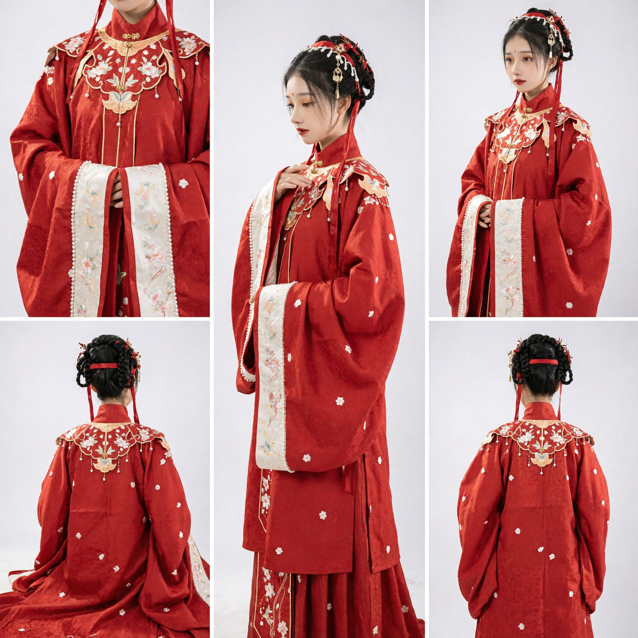 Vestido de Boda Tradicional Chino Hanfu Rojo para Mujer Estilo Dinastía Ming Traje Antiguo Bordado - Asian Costume