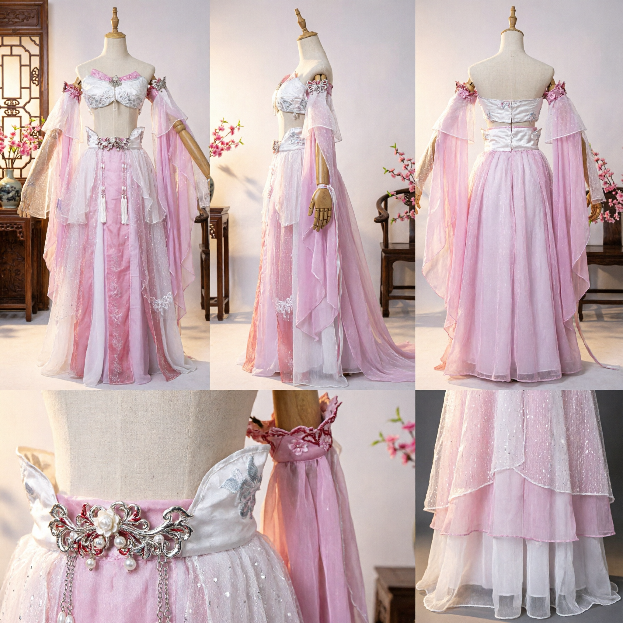 Costume élégant de fée rose Hanfu chinois ancien, robe traditionnelle fantastique pour cosplay et performance féminine - Asian Costume
