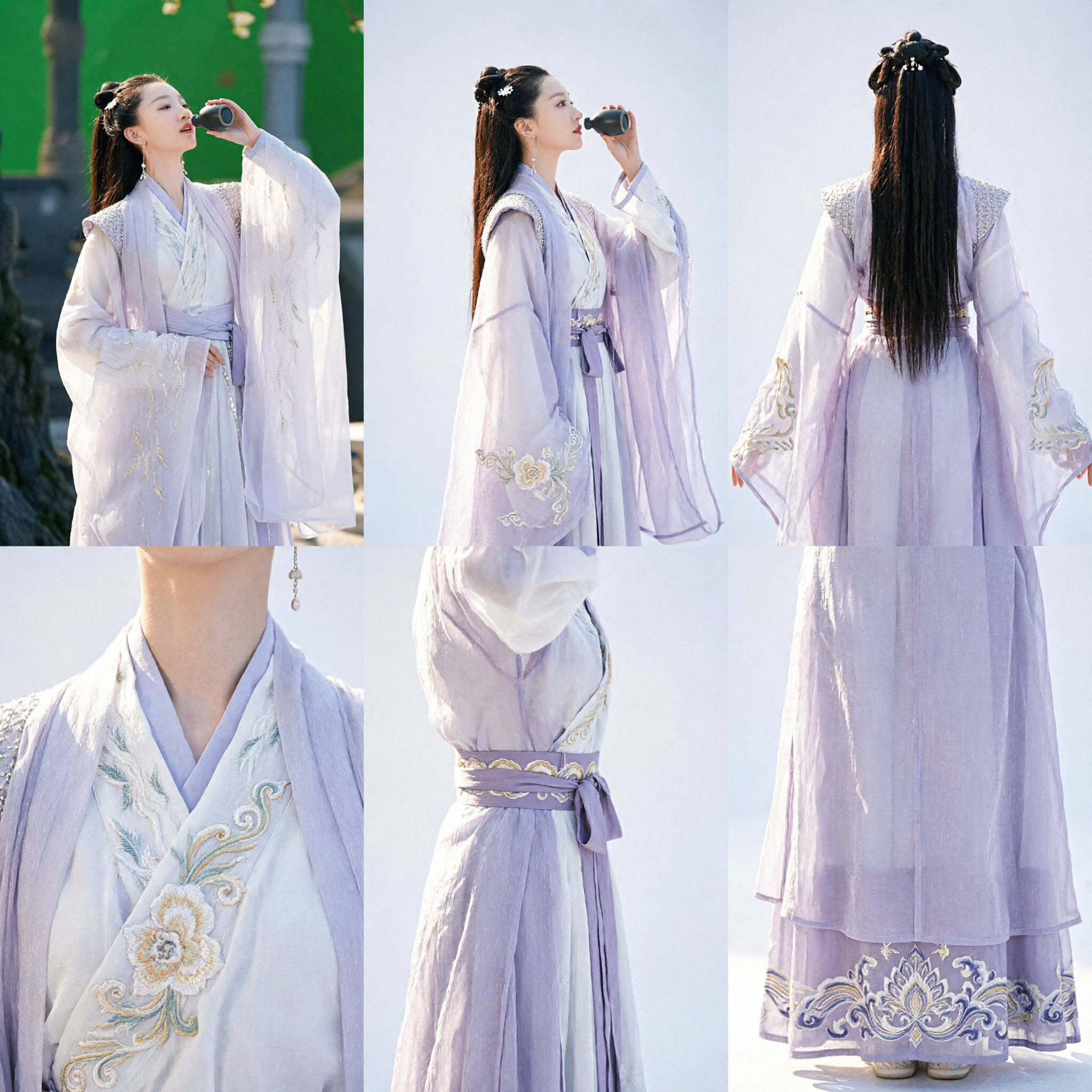 Elegantes weißes chinesisches Hanfu-Kostüm, antikes Feenkleid, Wuxia-Schwertkämpferinnen-Outfit für Frauen-Cosplay - Asian Costume