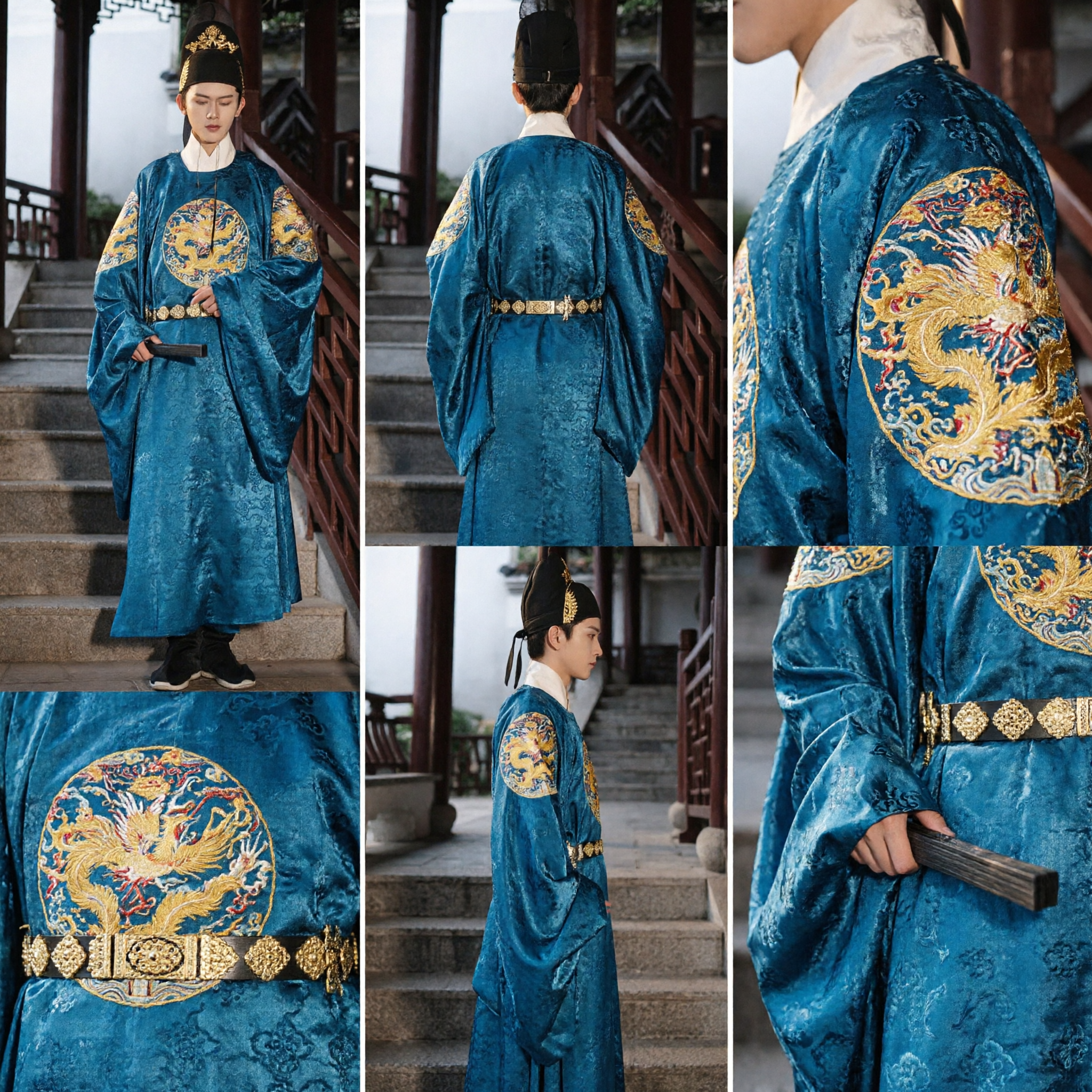 Robe Azul de Dragão da Dinastia Ming Tradicional Chinês Traje Hanfu de Príncipe Antigo para Cosplay e Performance Masculina - Asian Costume