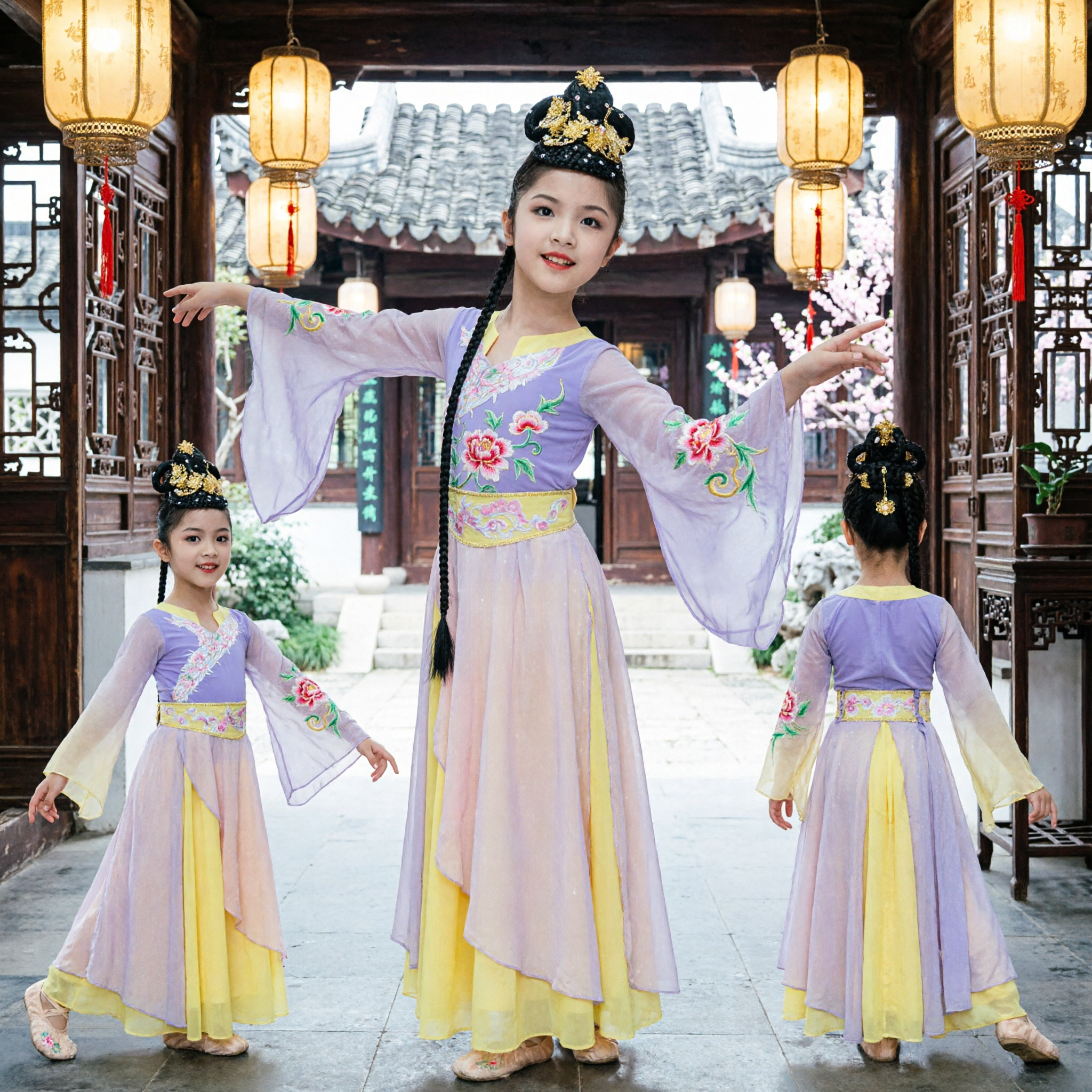 Meisjes Traditioneel Chinees Danskostuum Tang-dynastie Prinses Hanfu Jurk Kinderen Podiumoptreden Kleding - Asian Costume