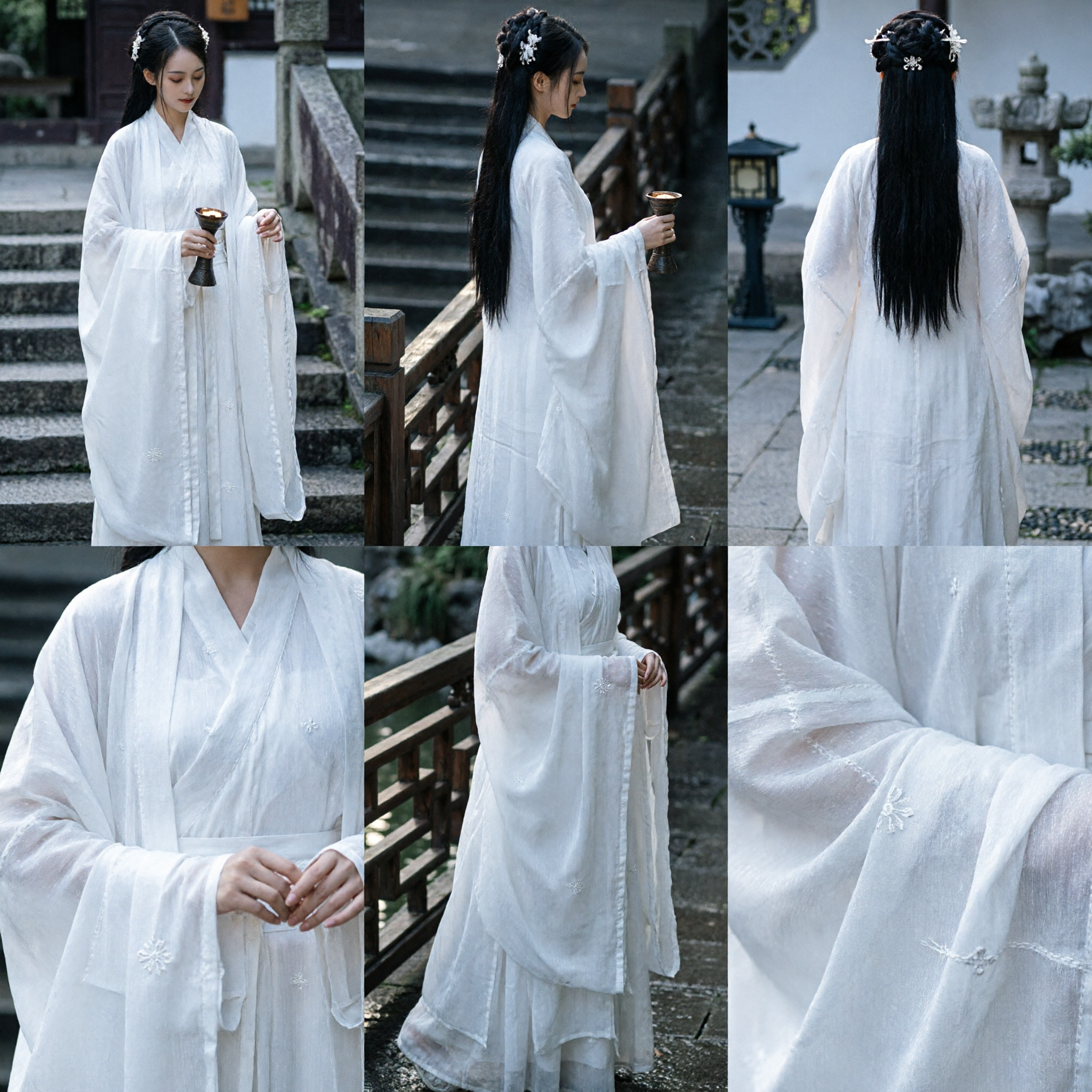 Elegante Hanfu Tradicional Chino Blanco Traje Antiguo Túnica de Hada para Mujer Cosplay Drama de Época - Asian Costume