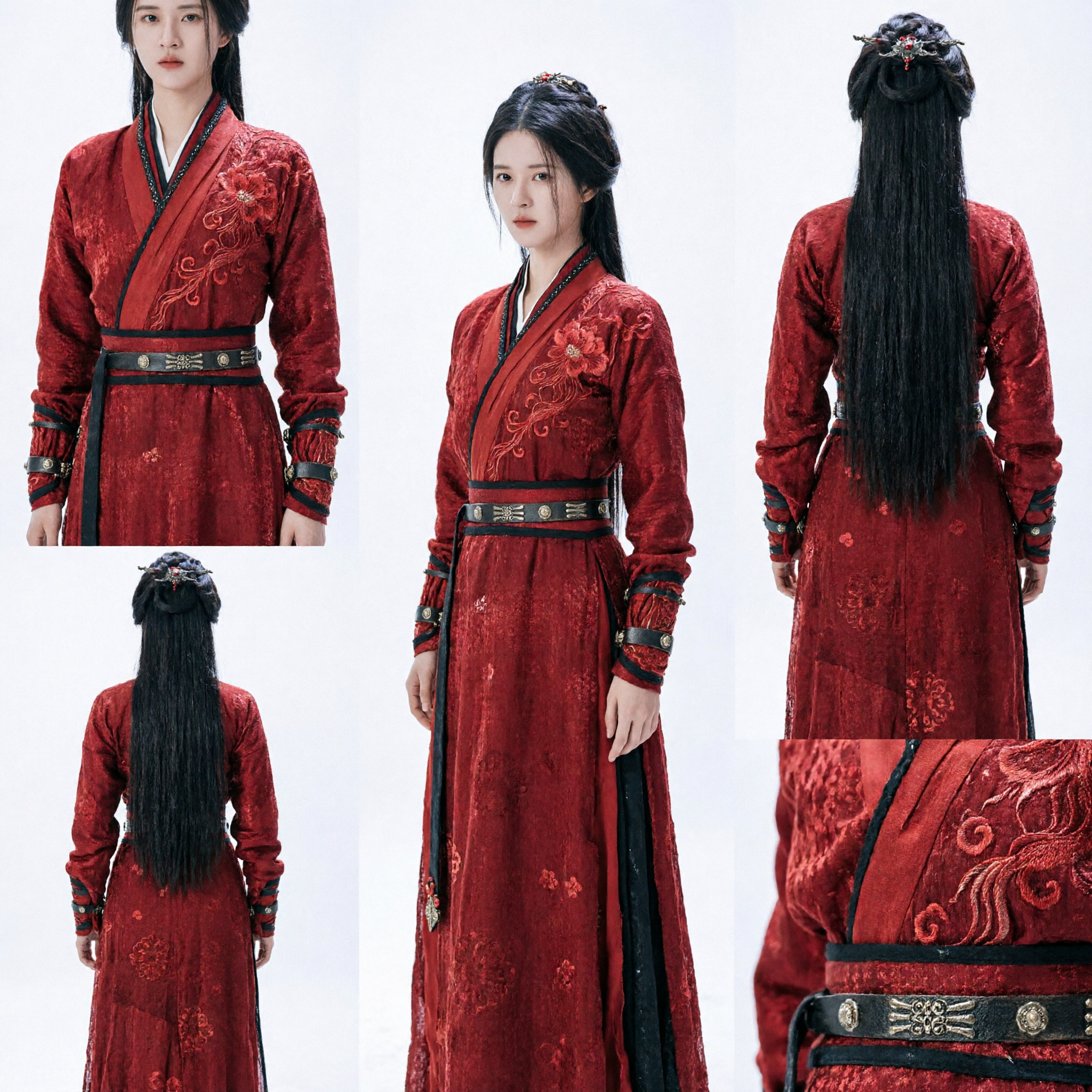 Chinees Oud Wuxia Rood Hanfu-kostuum Traditionele Riddervarend Ruitergewaad voor Vrouwen - Asian Costume