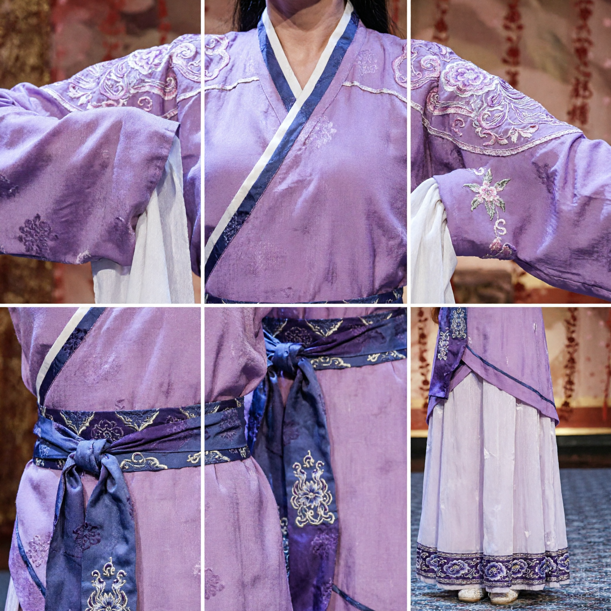 Costume de danse Hanfu chinoise ancienne violet avec manches longues en eau, vêtement traditionnel pour performance scénique féminine - Asian Costume