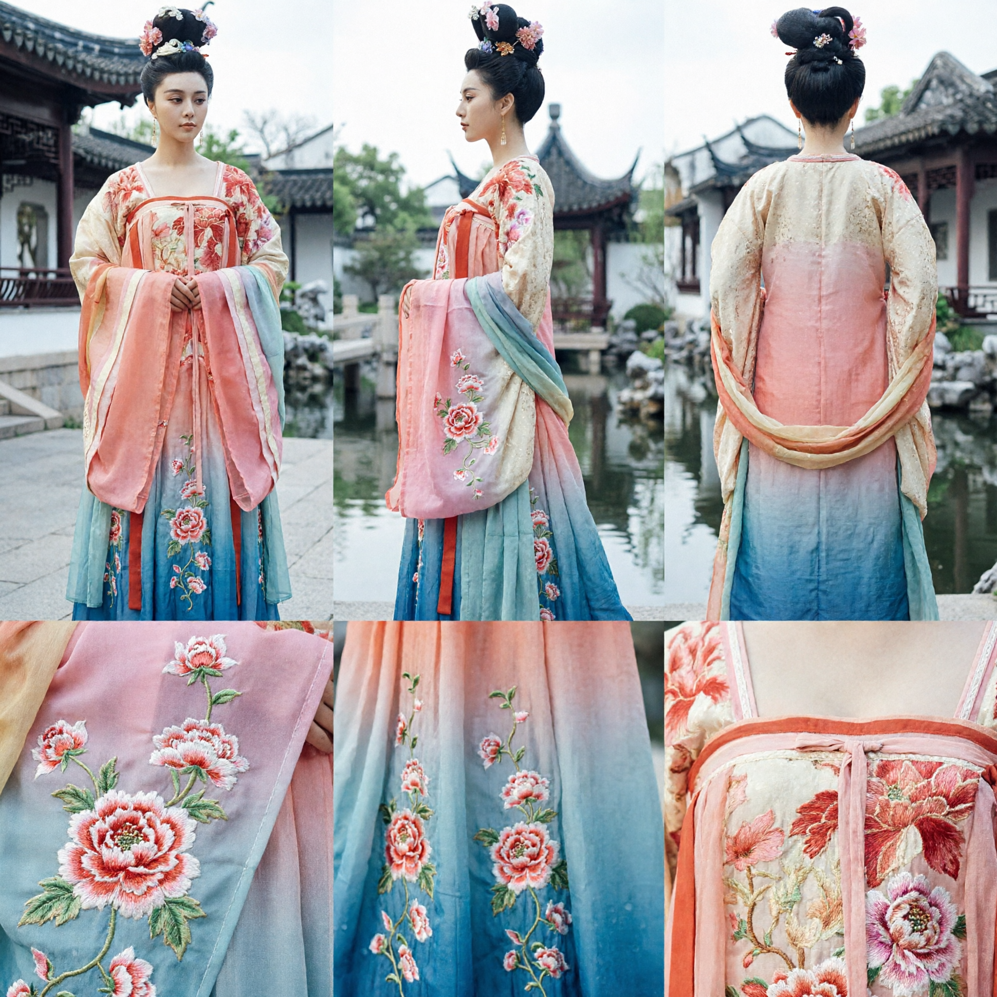 Traditioneel Chinese Tang-dynastie Keizerin Hanfu Kostuum Roze Bloemen Oude Jurk voor Vrouwen Cosplay - Asian Costume