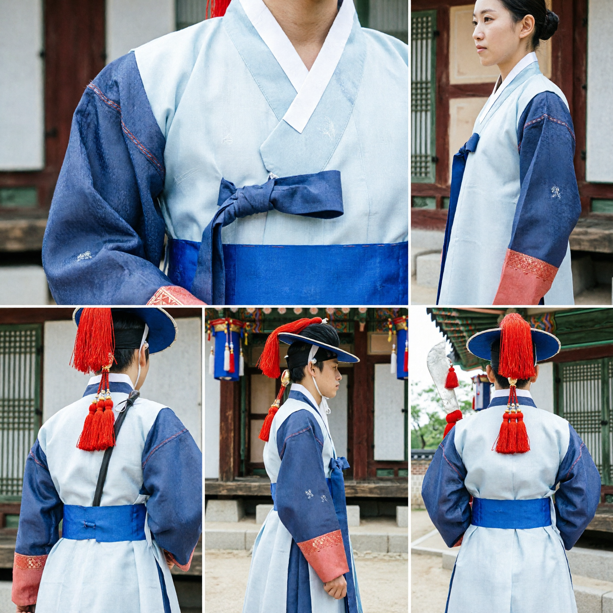 Korean Traditional Royal Guard Hanbok Costume Men Joseon Dynasty Palace Soldier Uniform for Cosplay Performance - Asian Costume