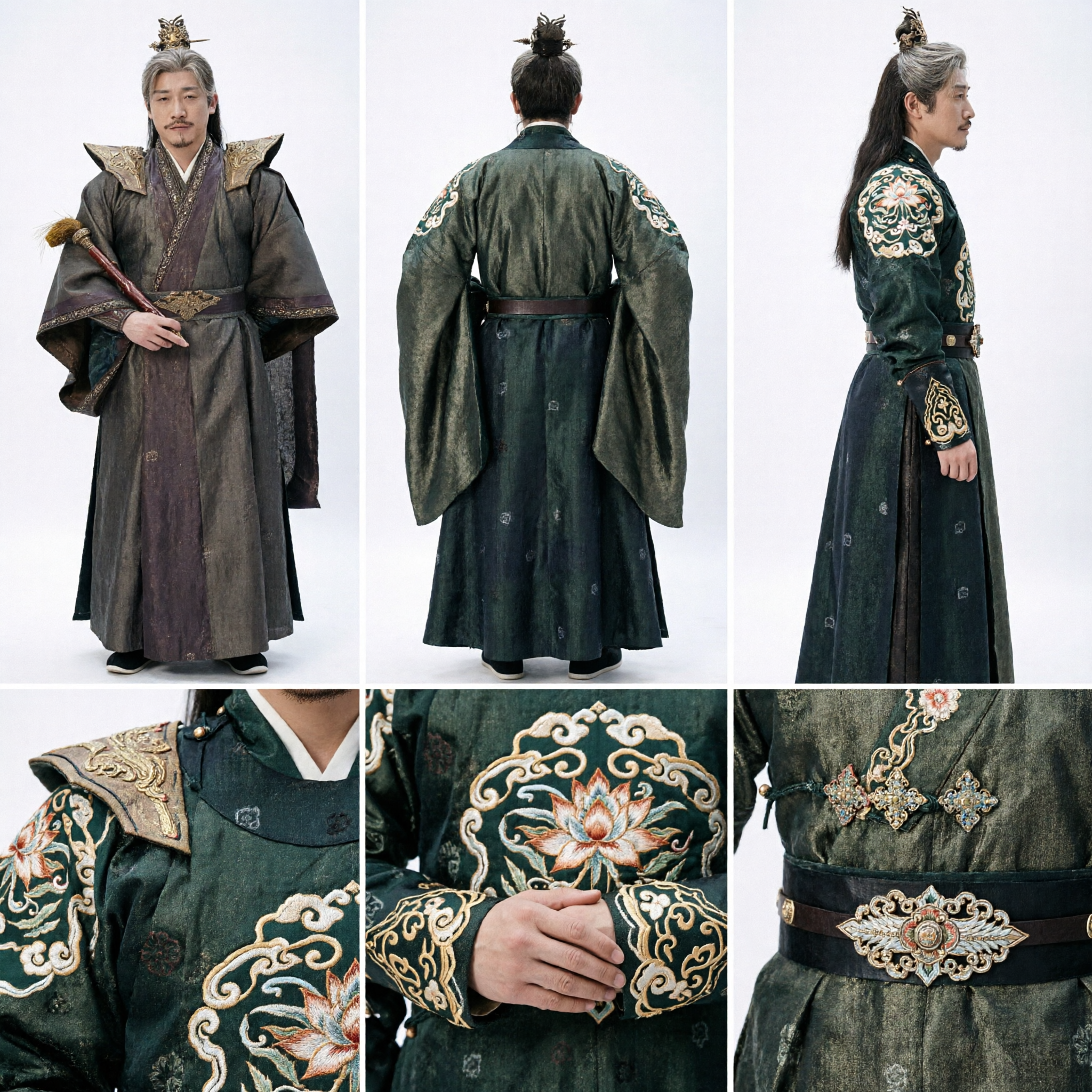 중국 고대 역사 드라마 의상 남성 전통 한푸 무협 마스터 코스튬 성인용 - Asian Costume