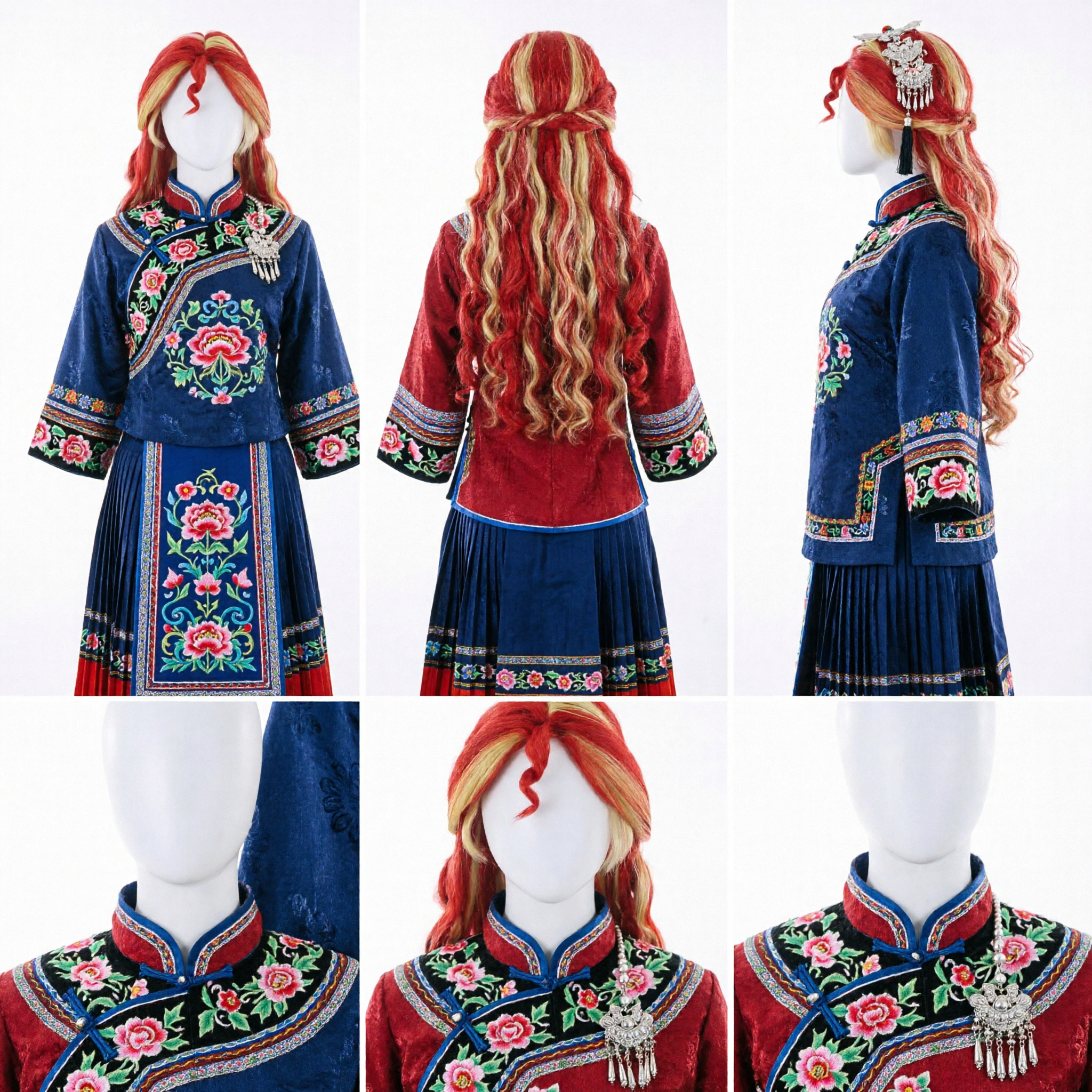 Peruca Longa Ondulada Vermelha e Loiro para Cosplay de Sunset Shimmer My Little Pony Equestria Girls para Festa a Fantasia - Asian Costume
