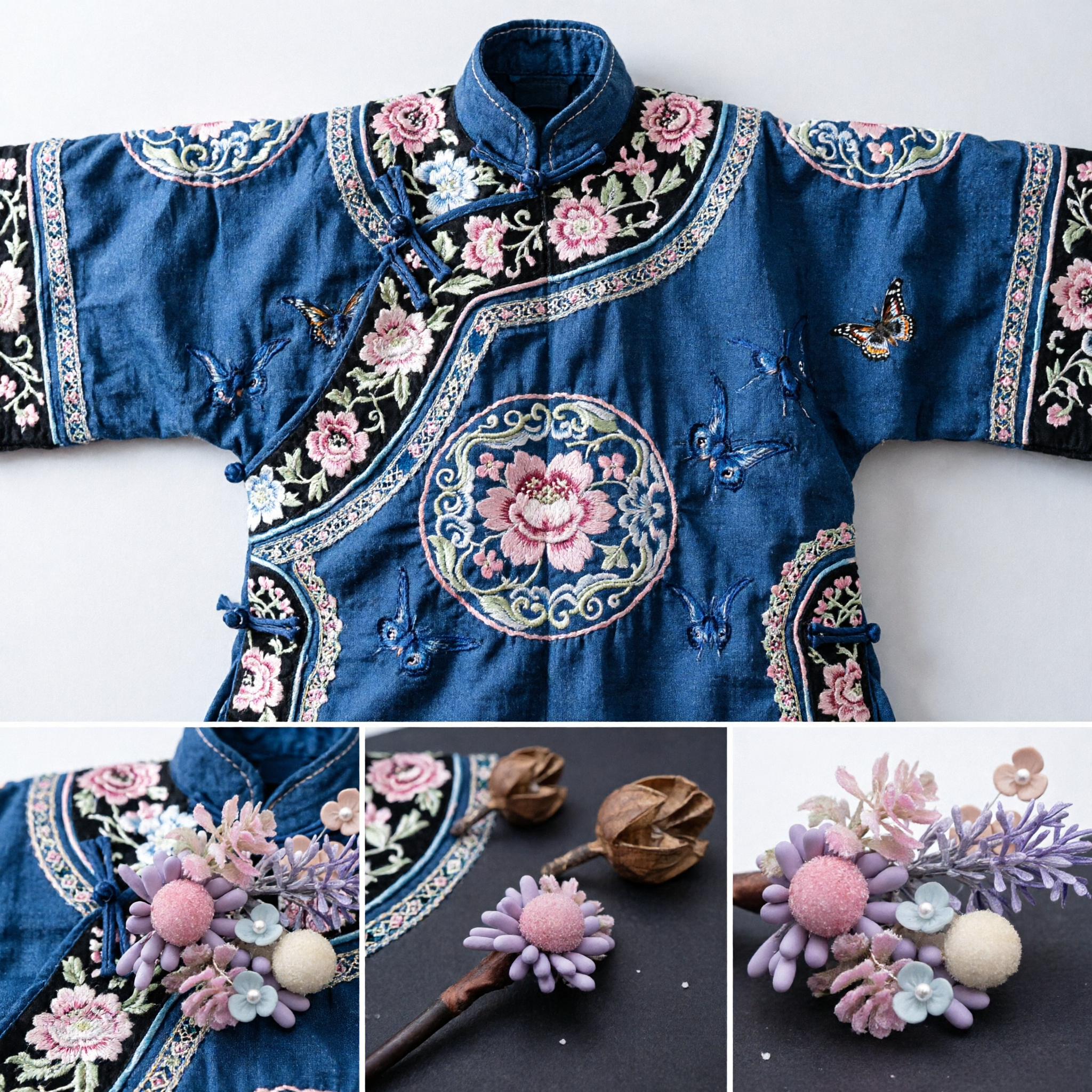 Fermacapelli a Fiore in Velluto Fatto a Mano con Fiore Viola per Donne Accessori per Costume Tradizionale Hanfu e Nuziali - Asian Costume