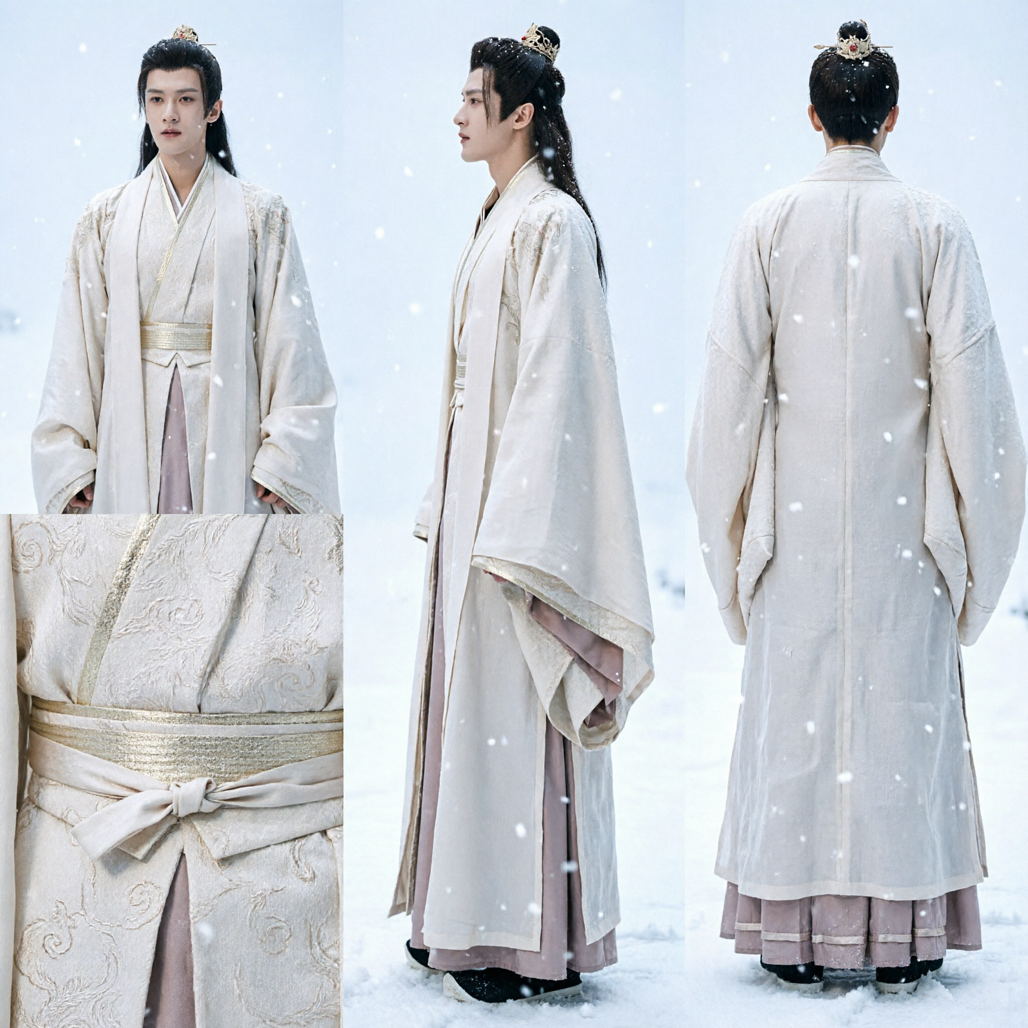 Costume Hanfu traditionnel chinois pour hommes, robe blanche ancienne, tenue pour cosplay Xianxia de noble érudit - Asian Costume