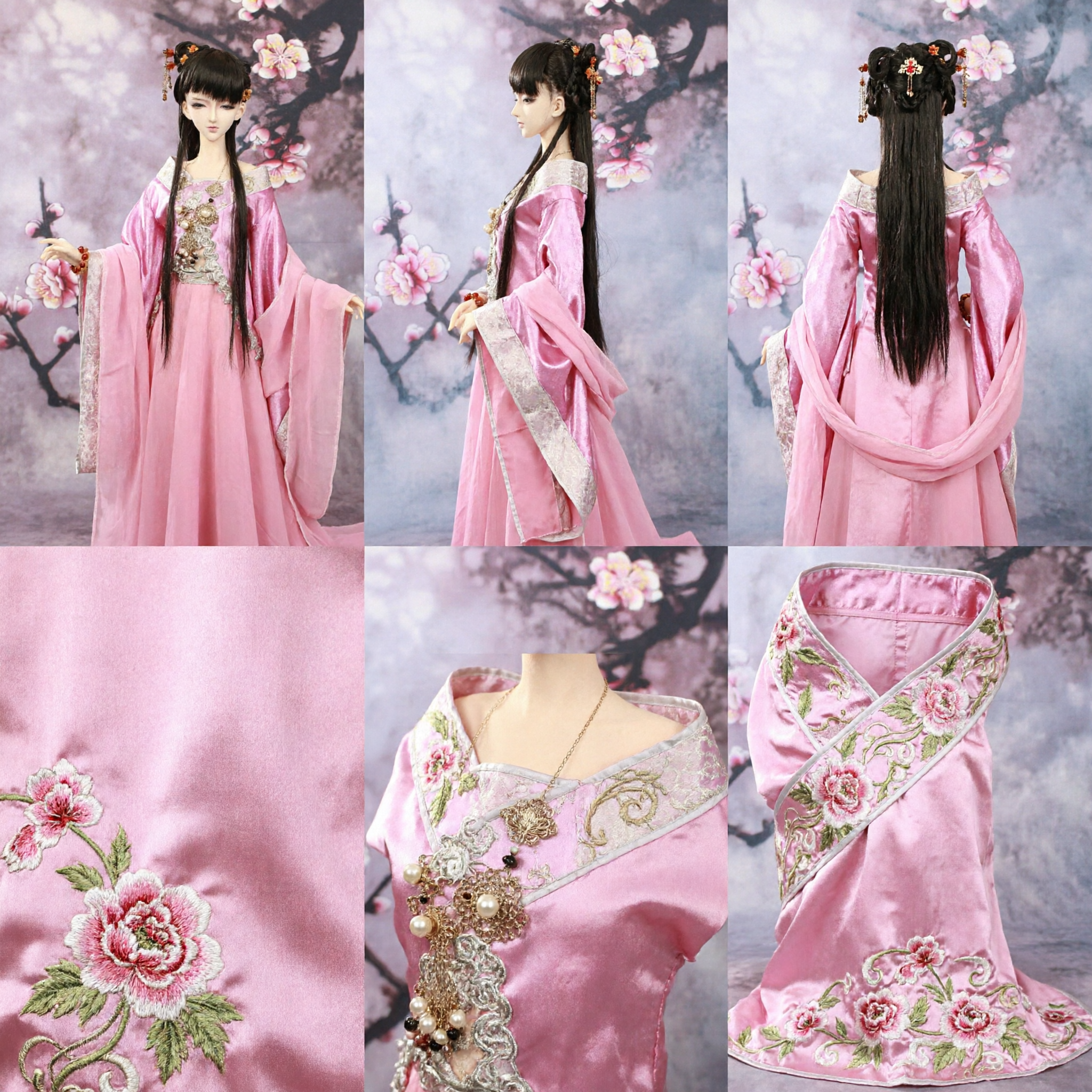 Poupée BJD Hanfu rose élégante, mode de costume ancien chinois traditionnel, cadeau collectionnable pour adolescents et adultes - Asian Costume
