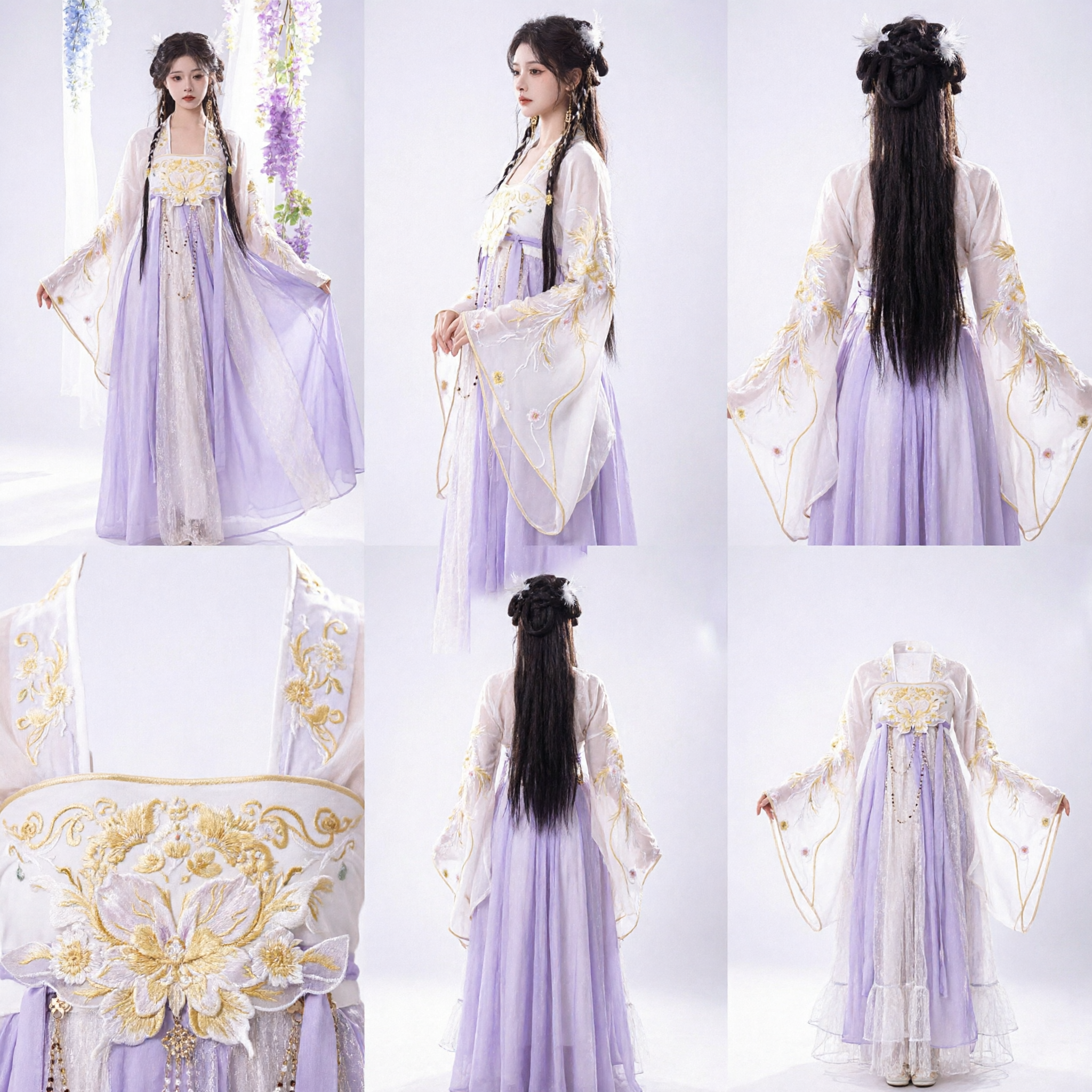 Vestido de Fada Antigo Bordado Tradicional Chinês Hanfu Roxo e Branco Elegante para Performance Feminina - Asian Costume