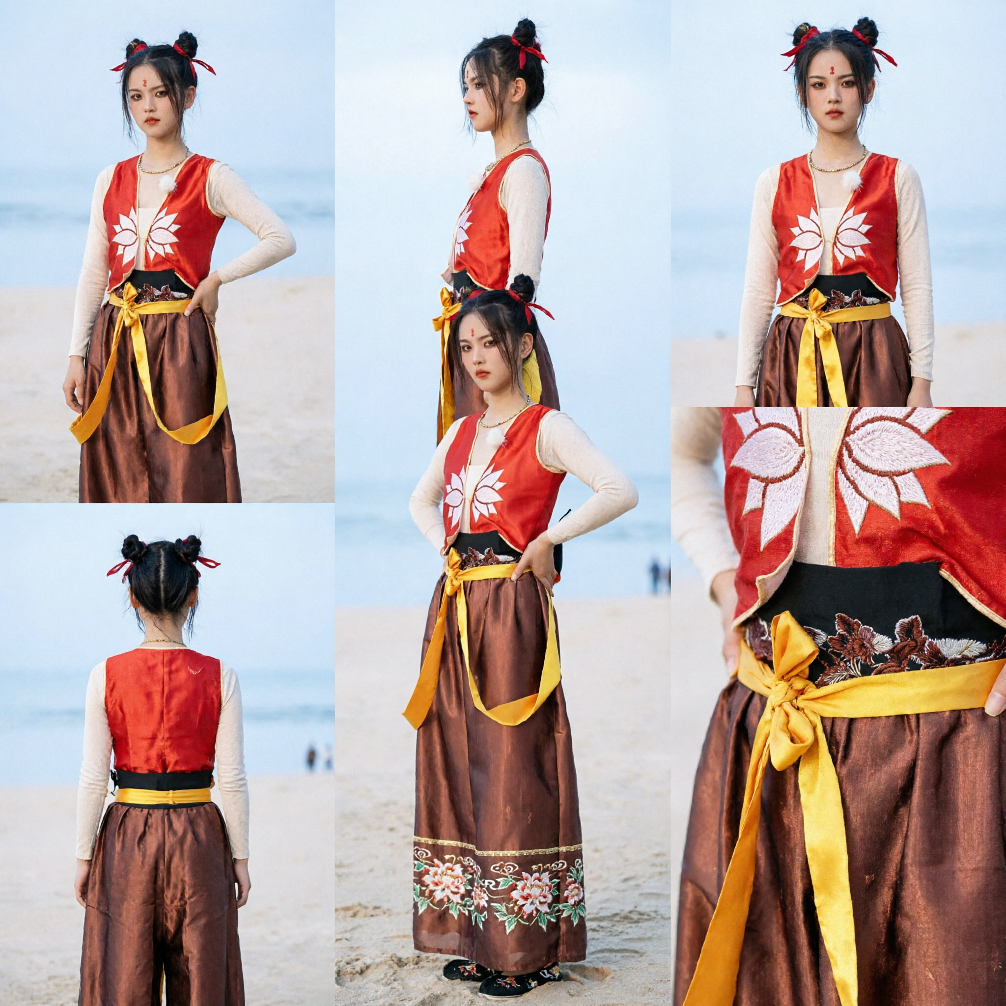 Frauen-Nezha-Cosplay-Kostüm chinesisches Mythologie-Anime-Outfit rote Weste Hose für Halloween-Party - Asian Costume