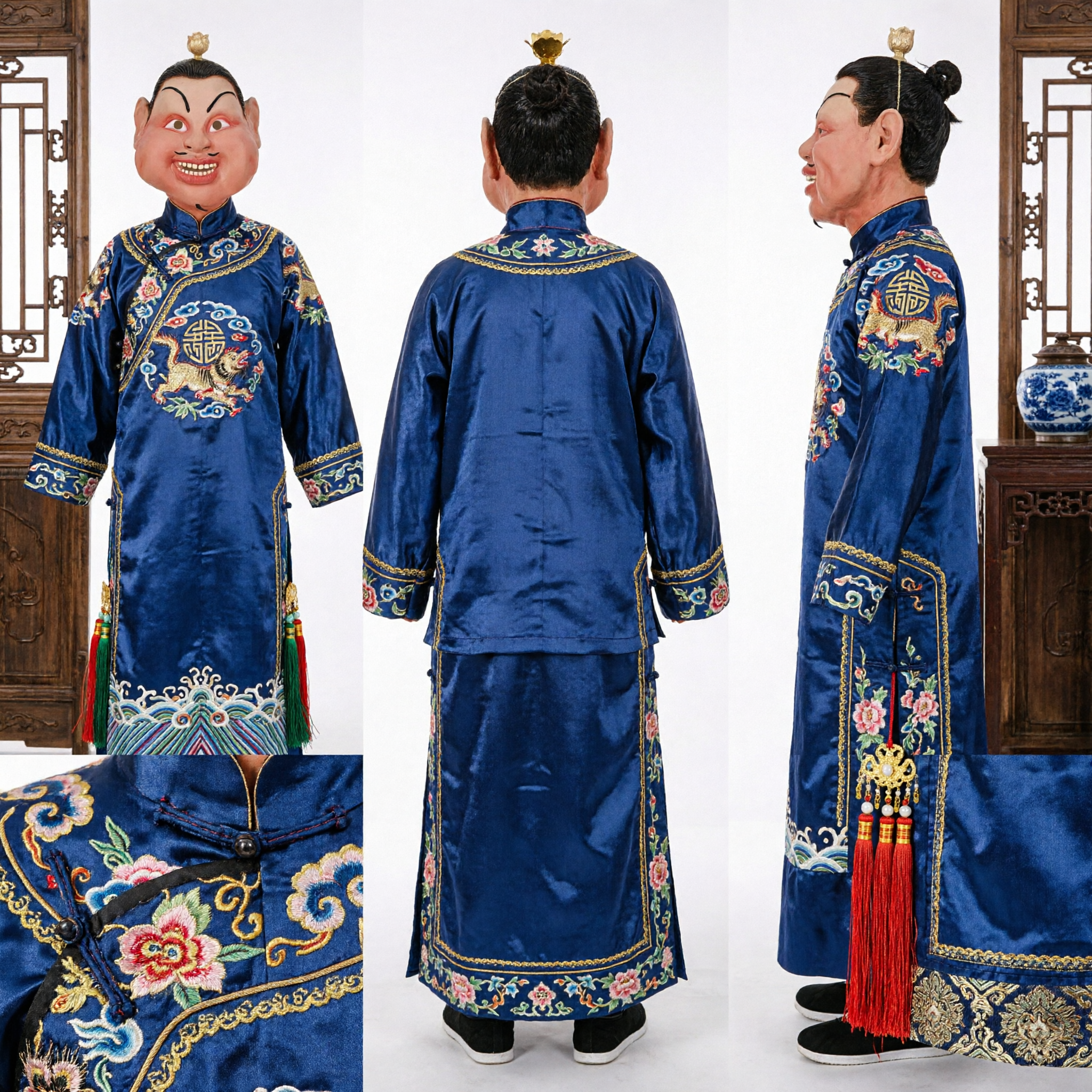 Máscara de Muñeca de Cabeza Grande China Tradicional, Cara Exagerada de Personaje de Ópera para Festivales, Desfiles, Fiestas y Decoración de Cosplay - Asian Costume