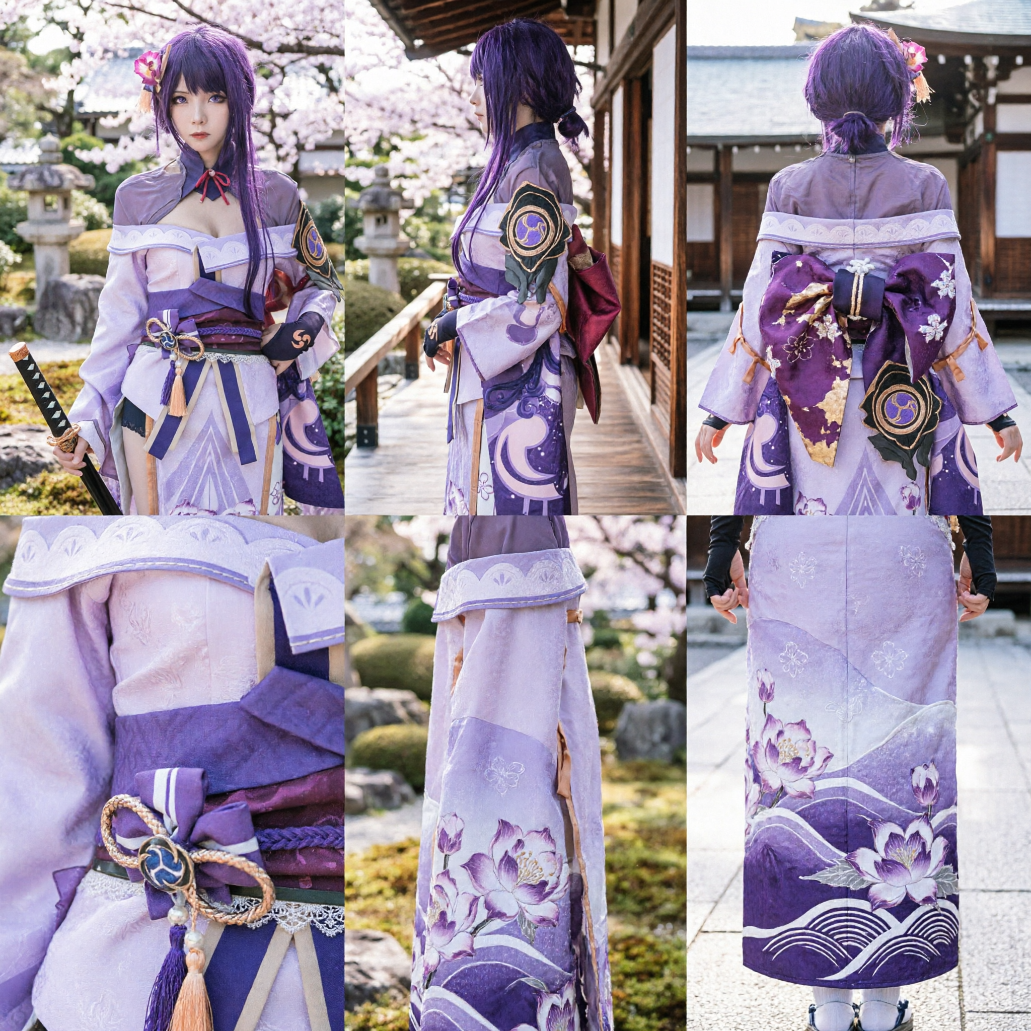 Costume Cosplay Genshin Impact Raiden Shogun Kimono Viola Abito da Gioco Anime per Donne Halloween - Asian Costume