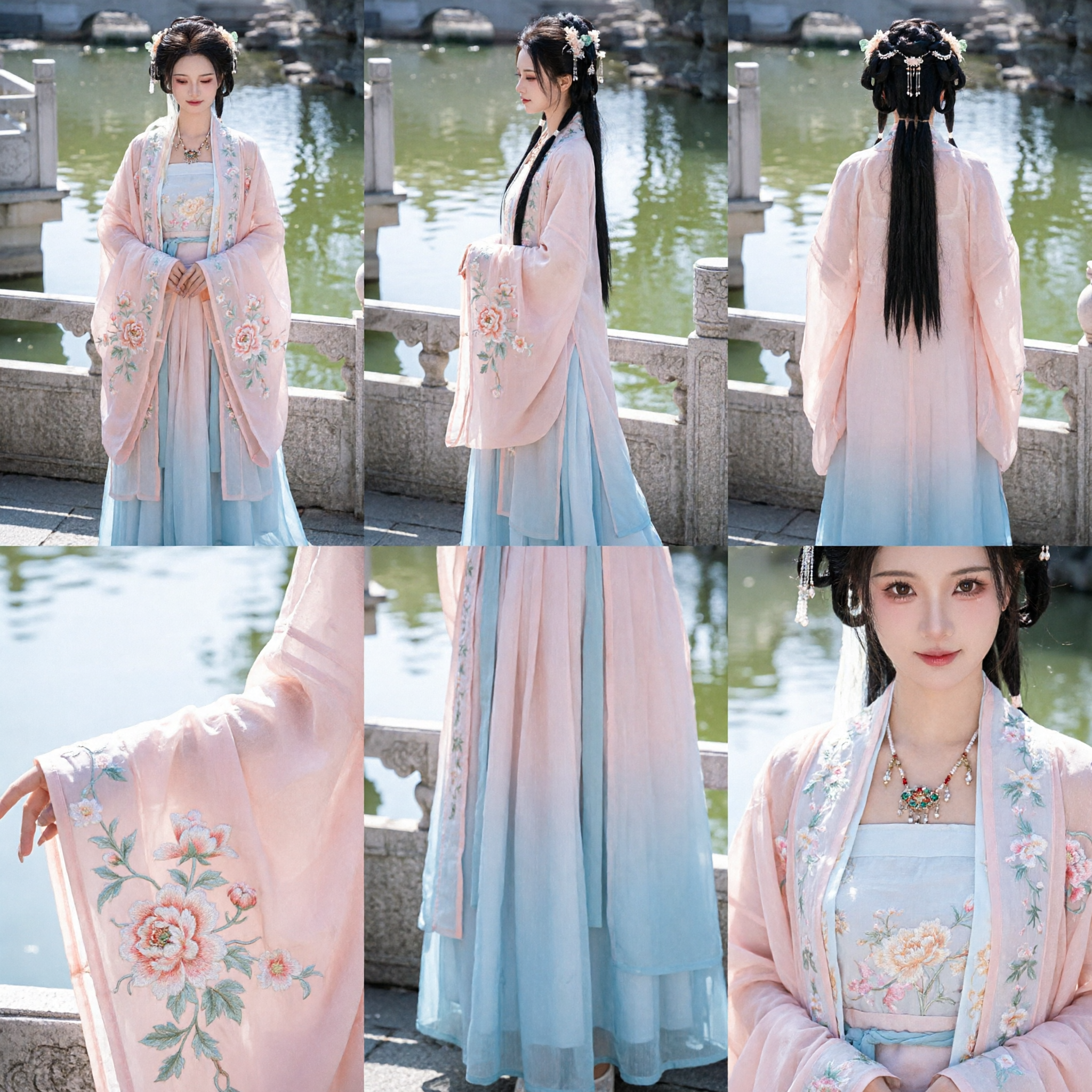 Conjunto Hanfu Elegante Rosa con Bordado Floral Traje Antiguo Tradicional Chino Vestido de Hada para Mujeres - Asian Costume
