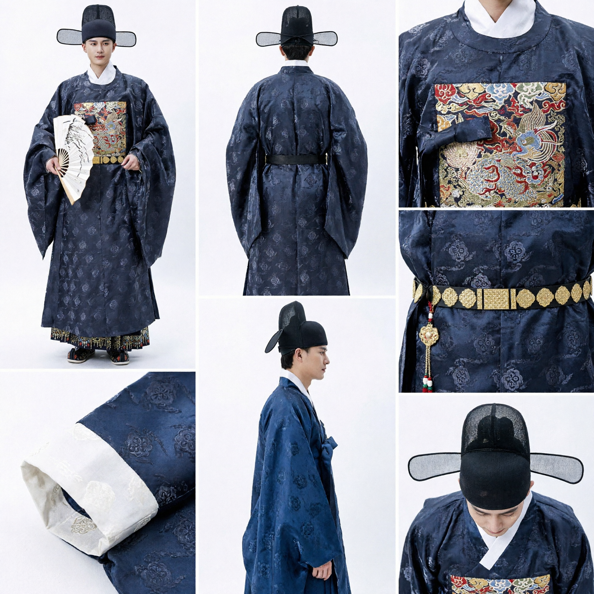 Männer traditionelles chinesisches Hanfu Ming-Dynastie-Beamtengewand, antikes Gelehrtenkostüm für Cosplay und kulturelle Veranstaltungen - Asian Costume