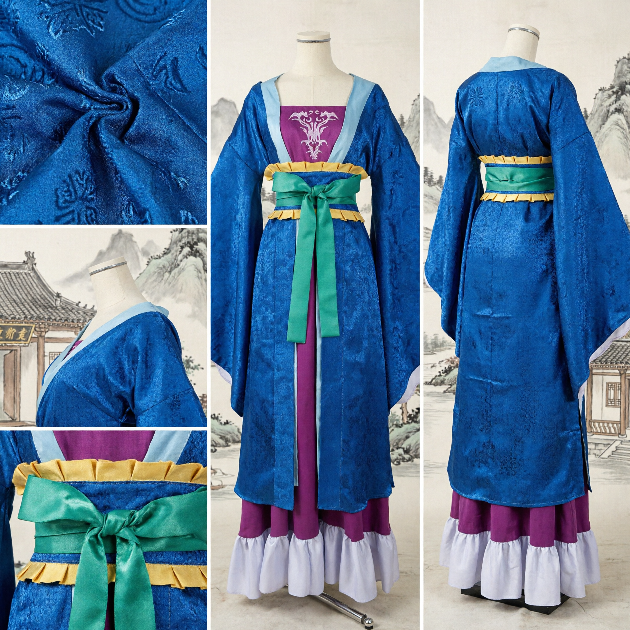 Costume Hanfu Principessa della Dinastia Tang Tradizionale Cinese Abito Antico del Palazzo Blu Ricamato per Donne Cosplay - Asian Costume