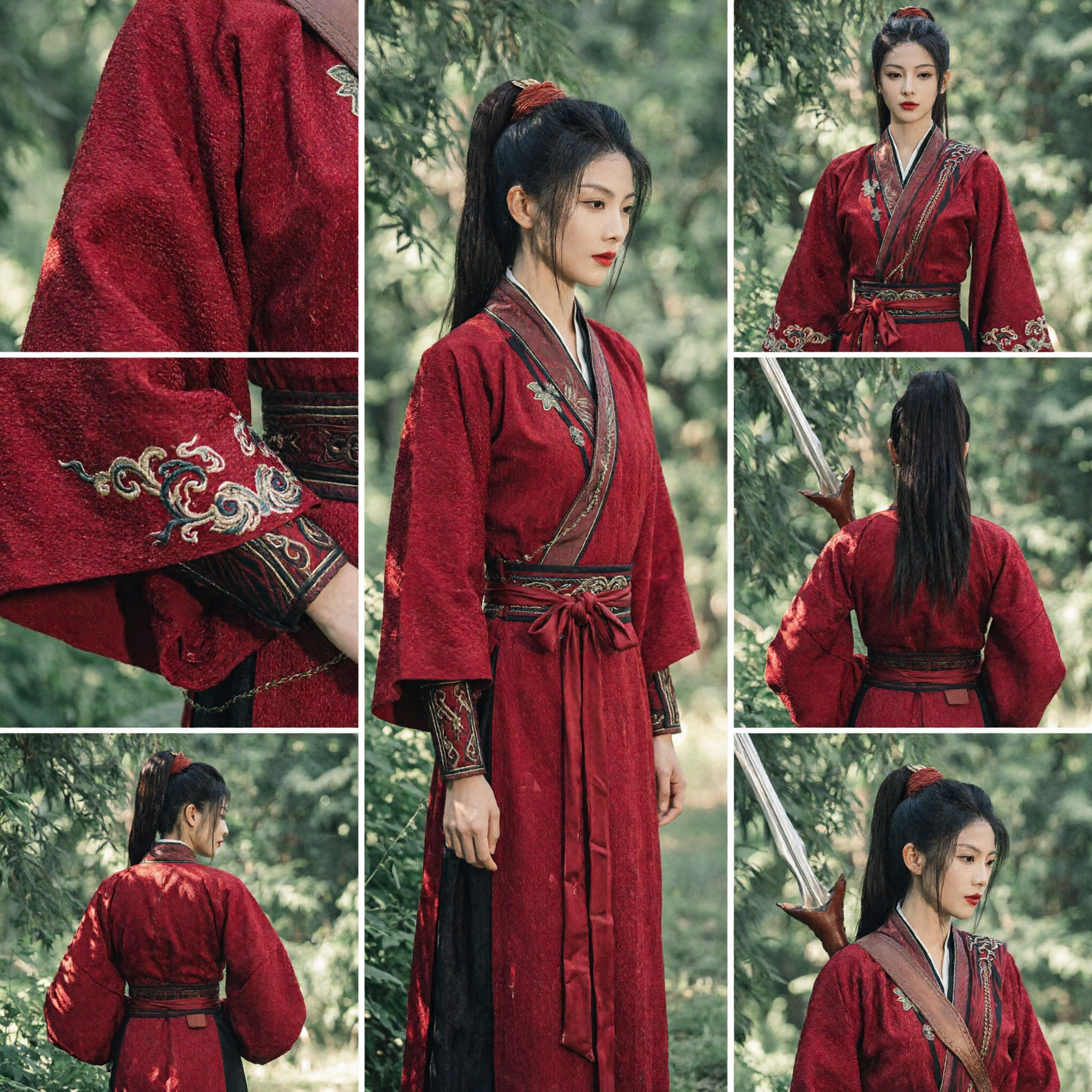 Traditional Chinese Wuxia Red Robe Ancient Female Warrior Swordswoman Hanfu Cosplay Costume for Women - Asian Costume
