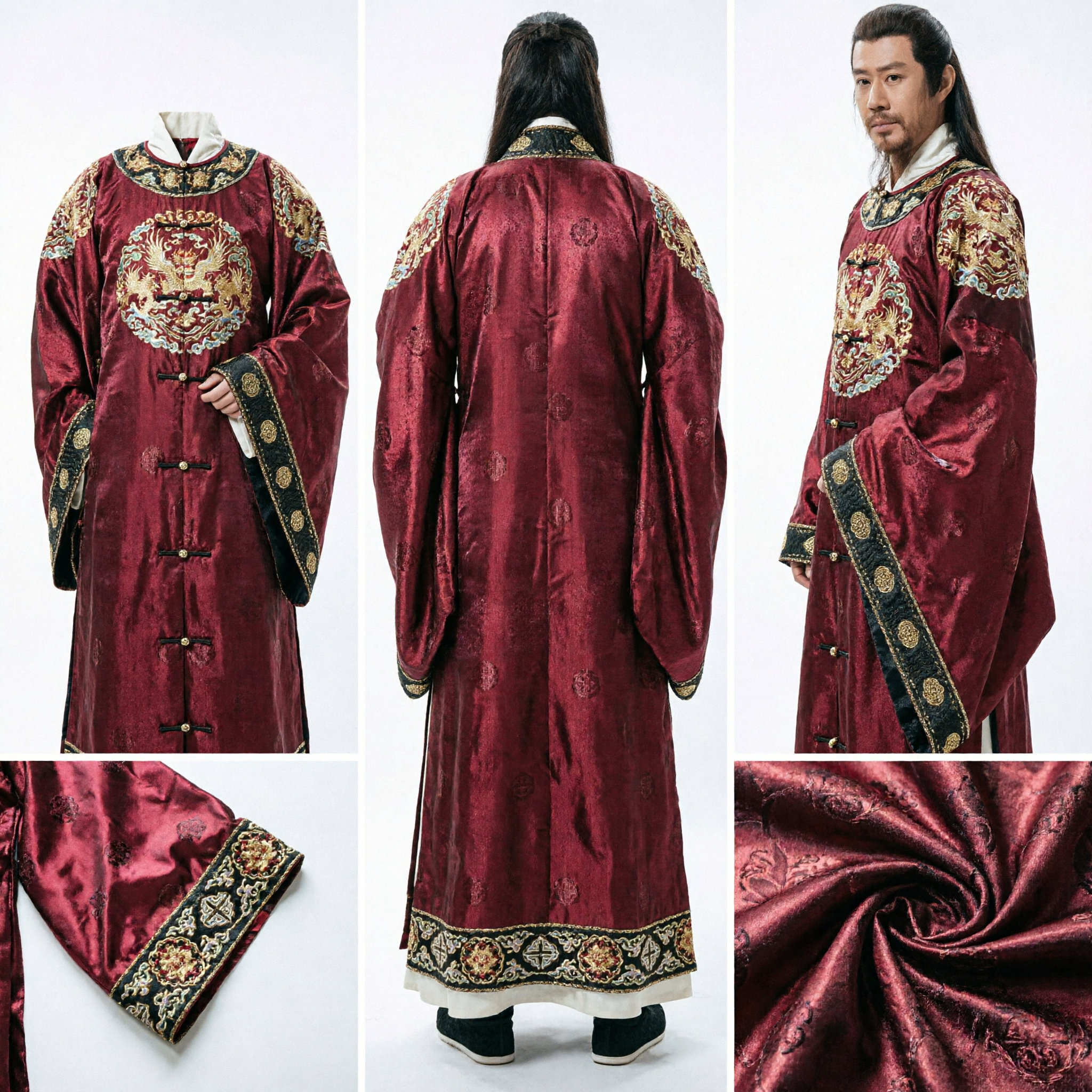 Antikes chinesisches Wuxia-Schwertkämpfer-Kostüm für Herren rotes Hanfu-Gewand traditionelle Kampfkunst-Bekleidung - Asian Costume