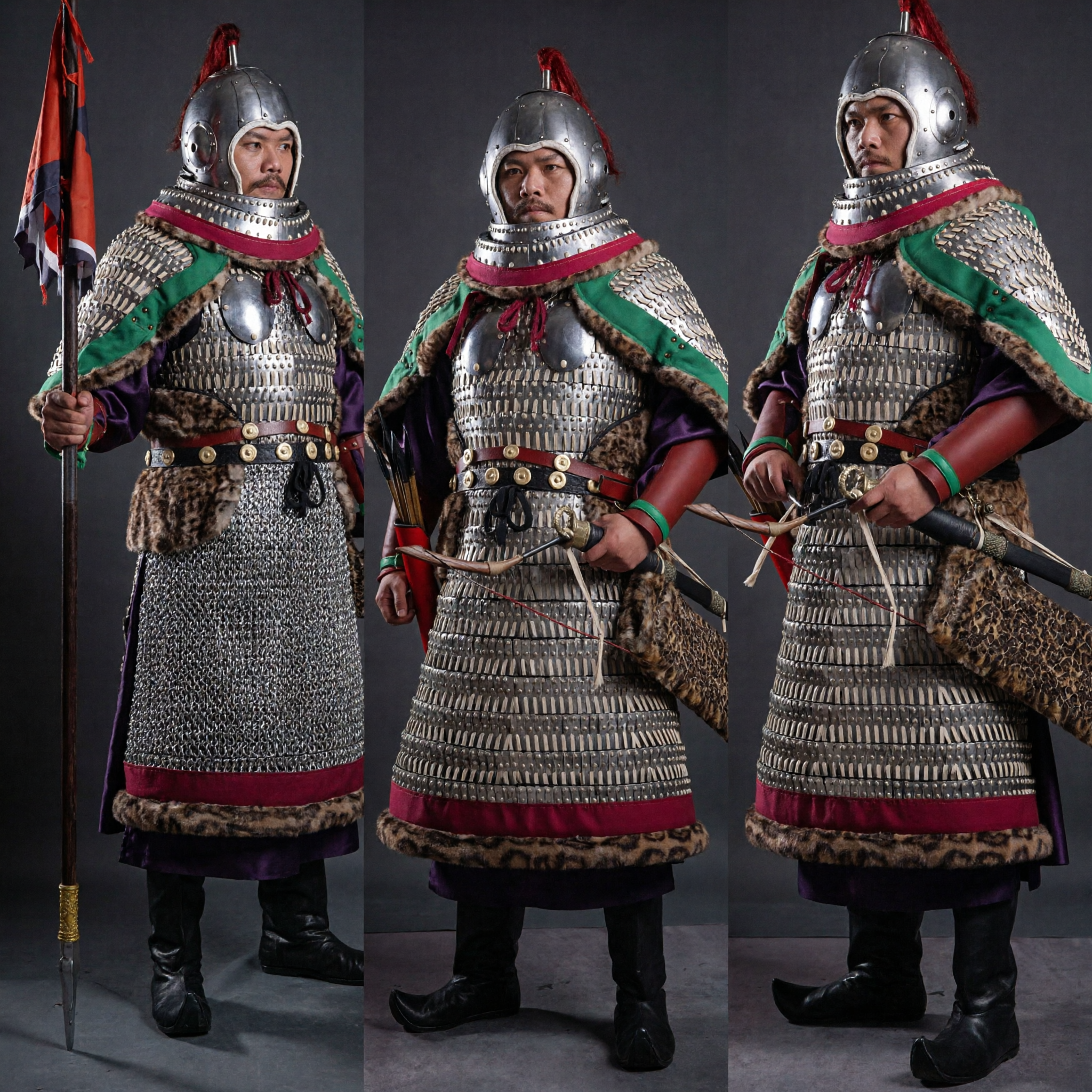 Costume Completo da Armatura di Generale della Dinastia Ming Tradizionale Cinese con Elmo per Uomini Cosplay Storico - Asian Costume