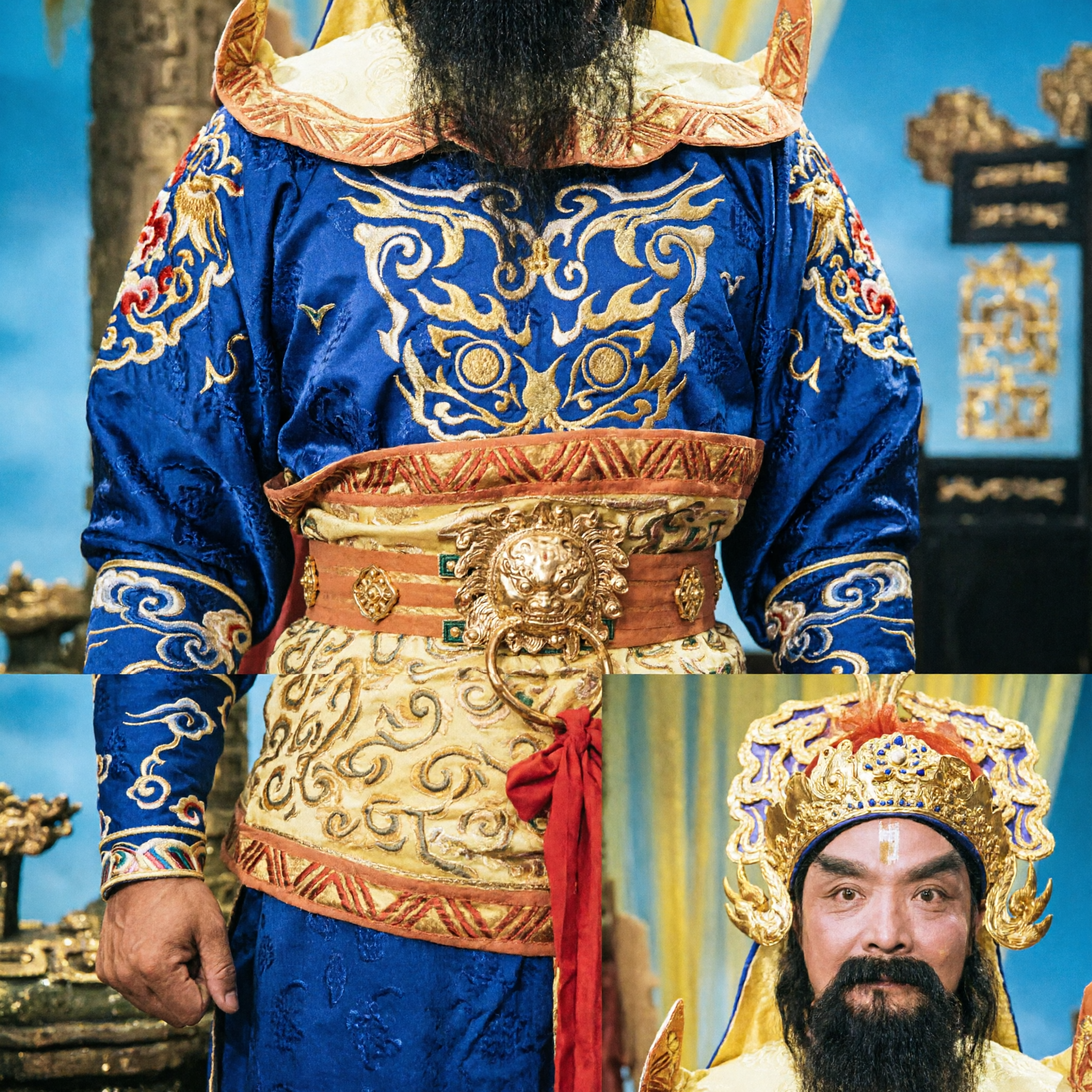 Traditionelles chinesisches Li Jing Kostüm Pagode-tragendes Himmelskönigs-Gewand Set für Männer Cosplay und Opernauftritte - Asian Costume