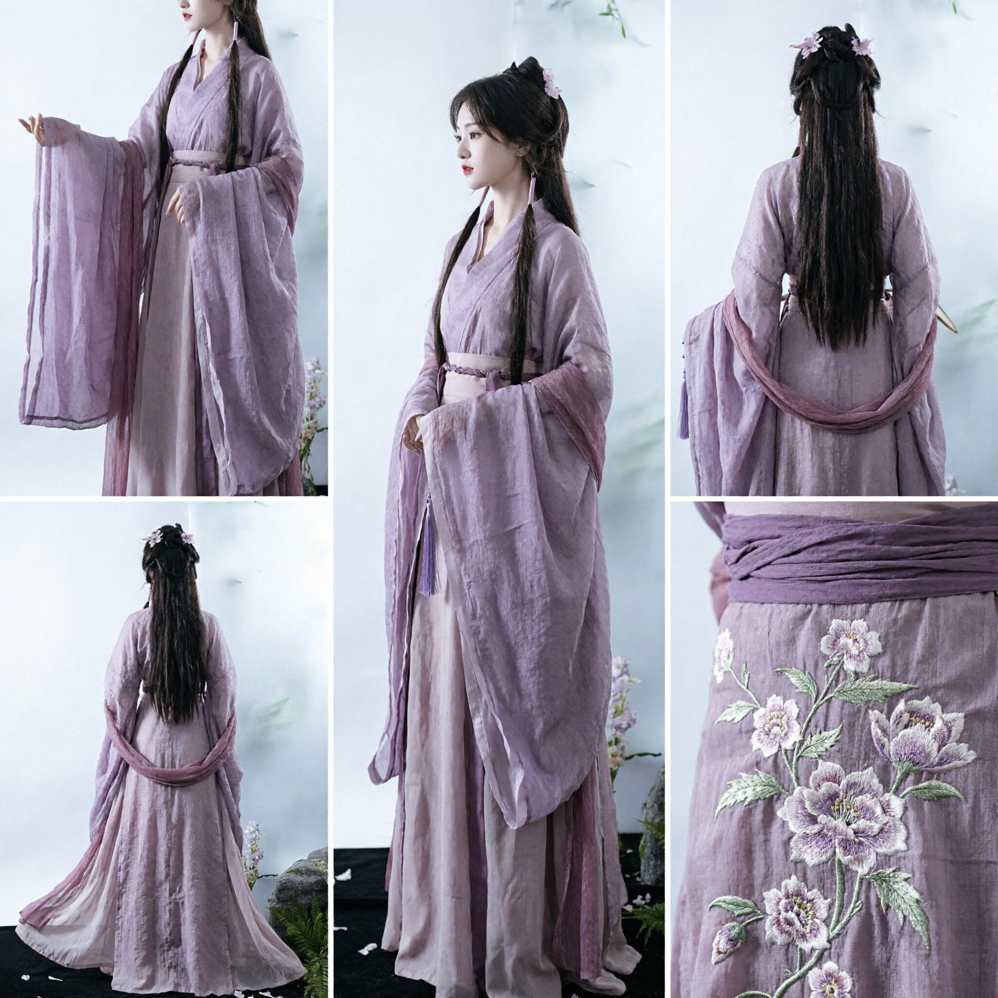 Hanfu Traditionnel Chinois à Dégradé Violet pour Femmes Costume Ancien Élégant Robe de Fée pour Cosplay et Spectacle - Asian Costume