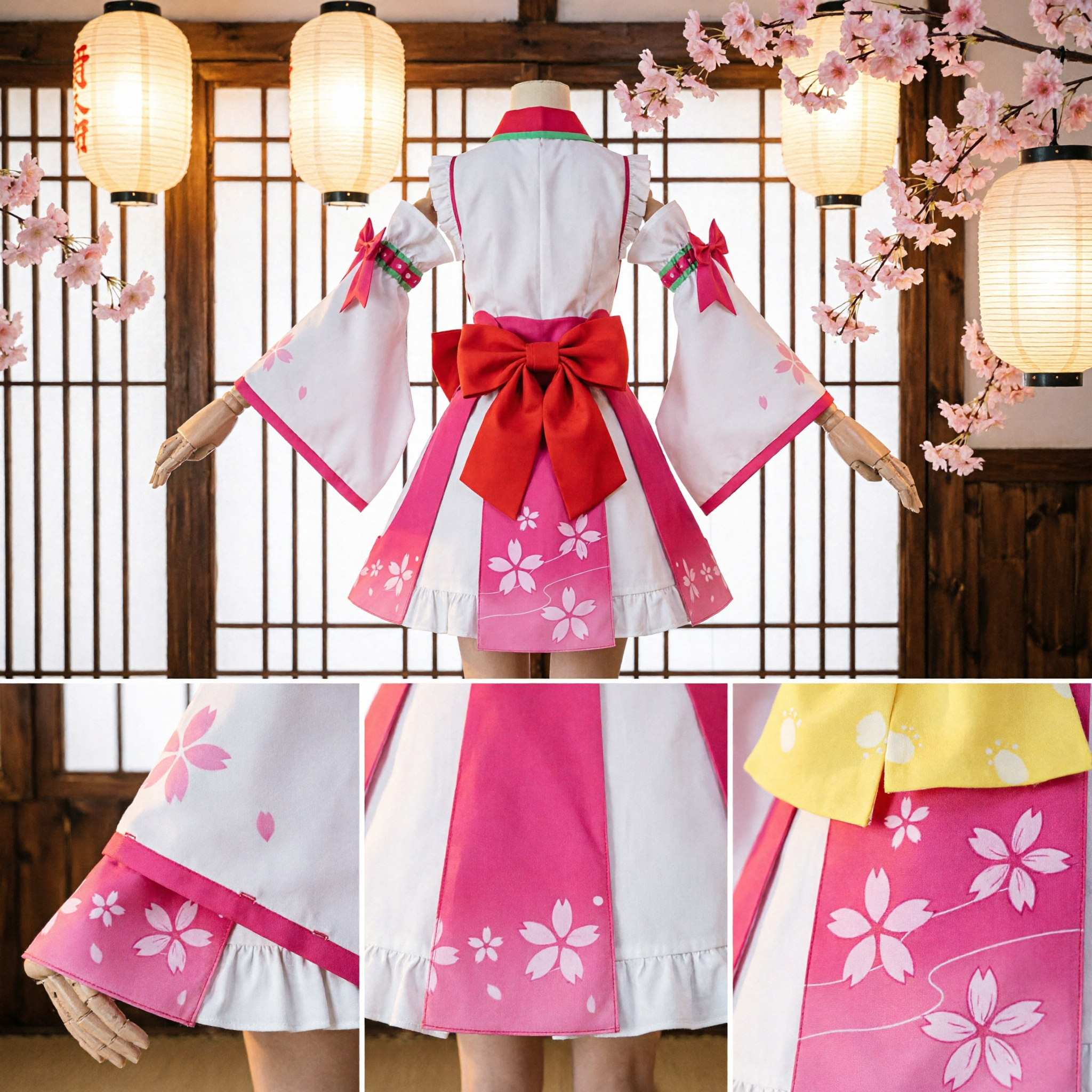 Vestido Hanfu Rosa e Branco de Fada Antiga Chinesa para Meninas, Traje de Cosplay de Flor de Cerejeira para Performance - Asian Costume