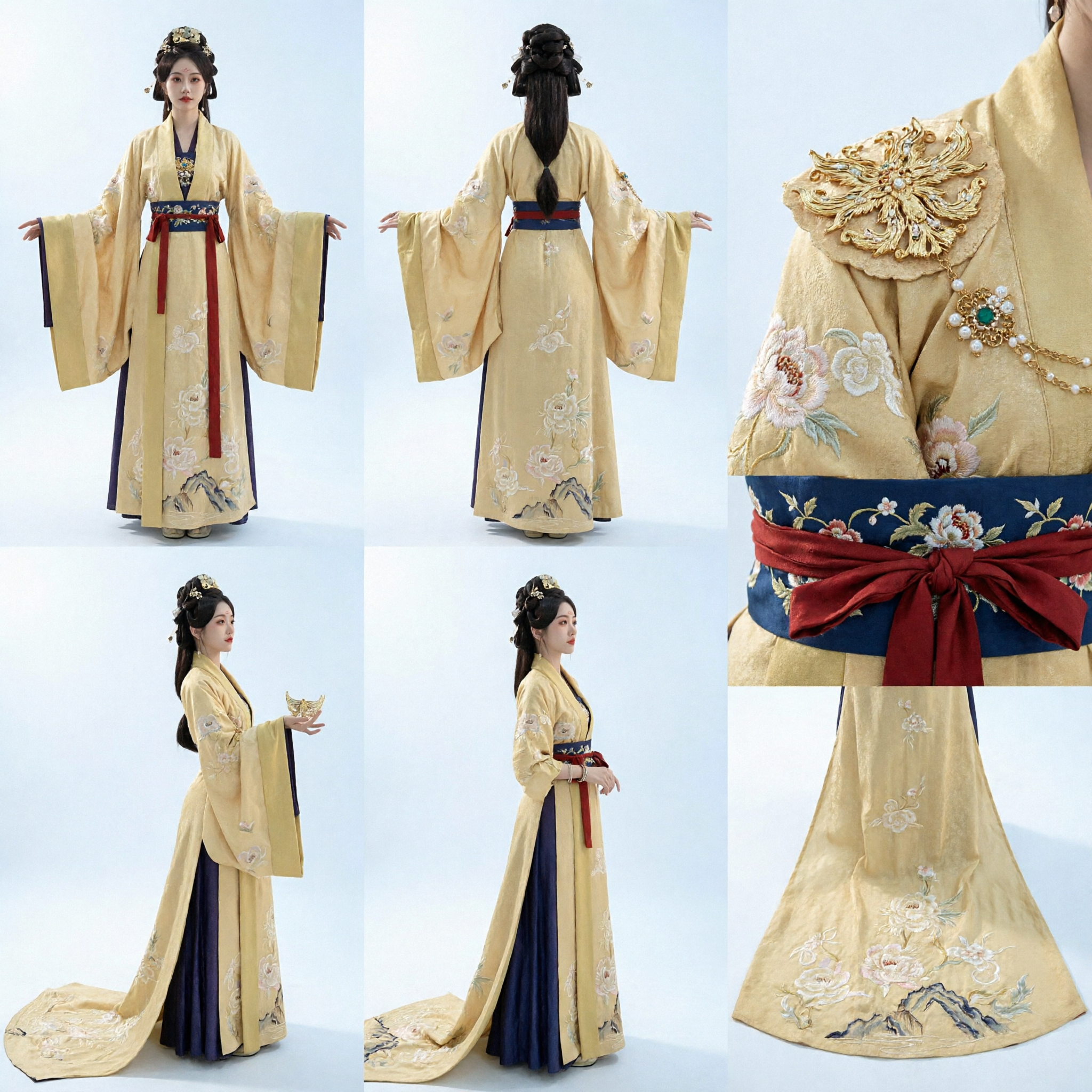 Traditionelles Chinesisches Gelbes Hanfu Antikes Palastdamen Besticktes Kleid Kostüm für Damen Cosplay Fotografie - Asian Costume