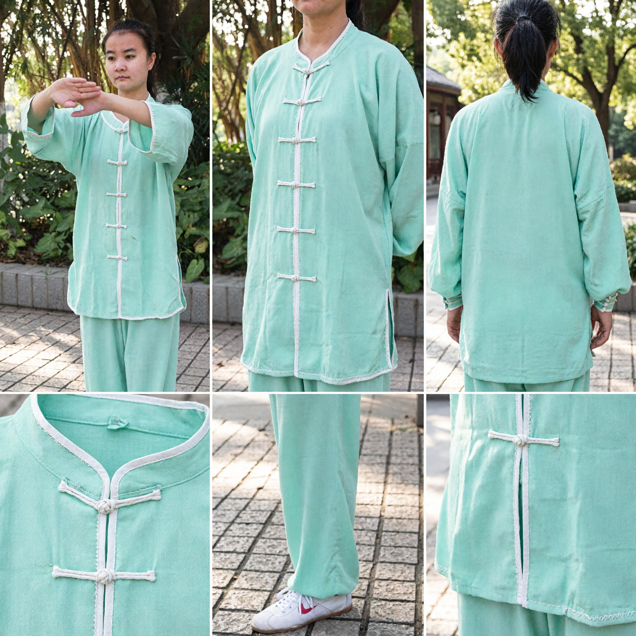 Traditionelle Tai-Chi-Uniform für Frauen, Kung-Fu-Anzug, Kampfkunstkleidung mit Knöpfverschluss für die Praxis - Asian Costume