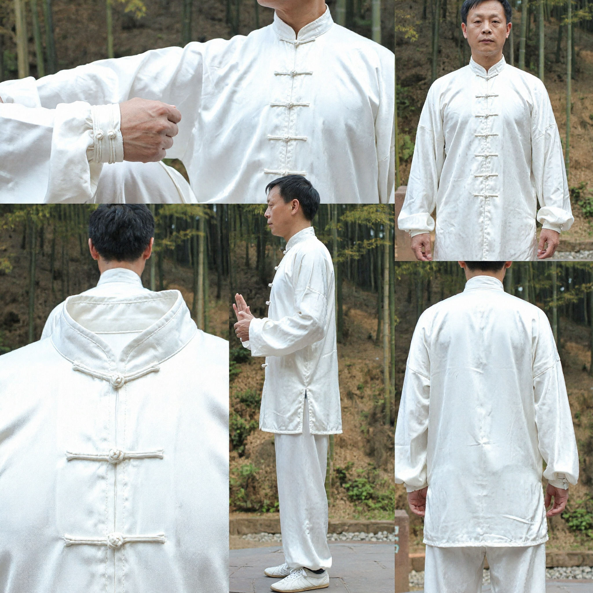 Mannen Wit Traditioneel Chinees Tai Chi Kung Fu Uniform voor Martial Arts Beoefening en Optreden - Asian Costume