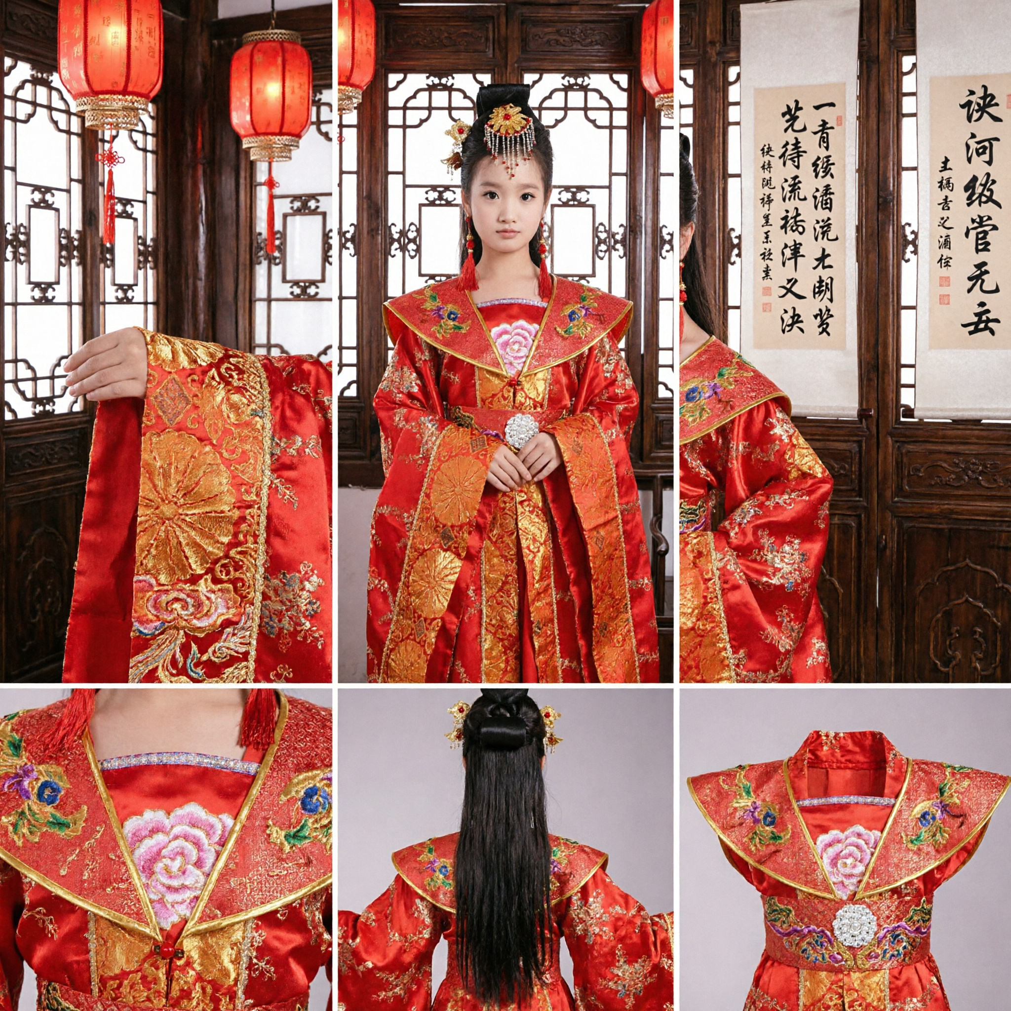 Girls Traditional Chinese Hanfu Costume Red Ancient Princess Dress for Dance Performance Stage Show and Halloween - Asian Costume